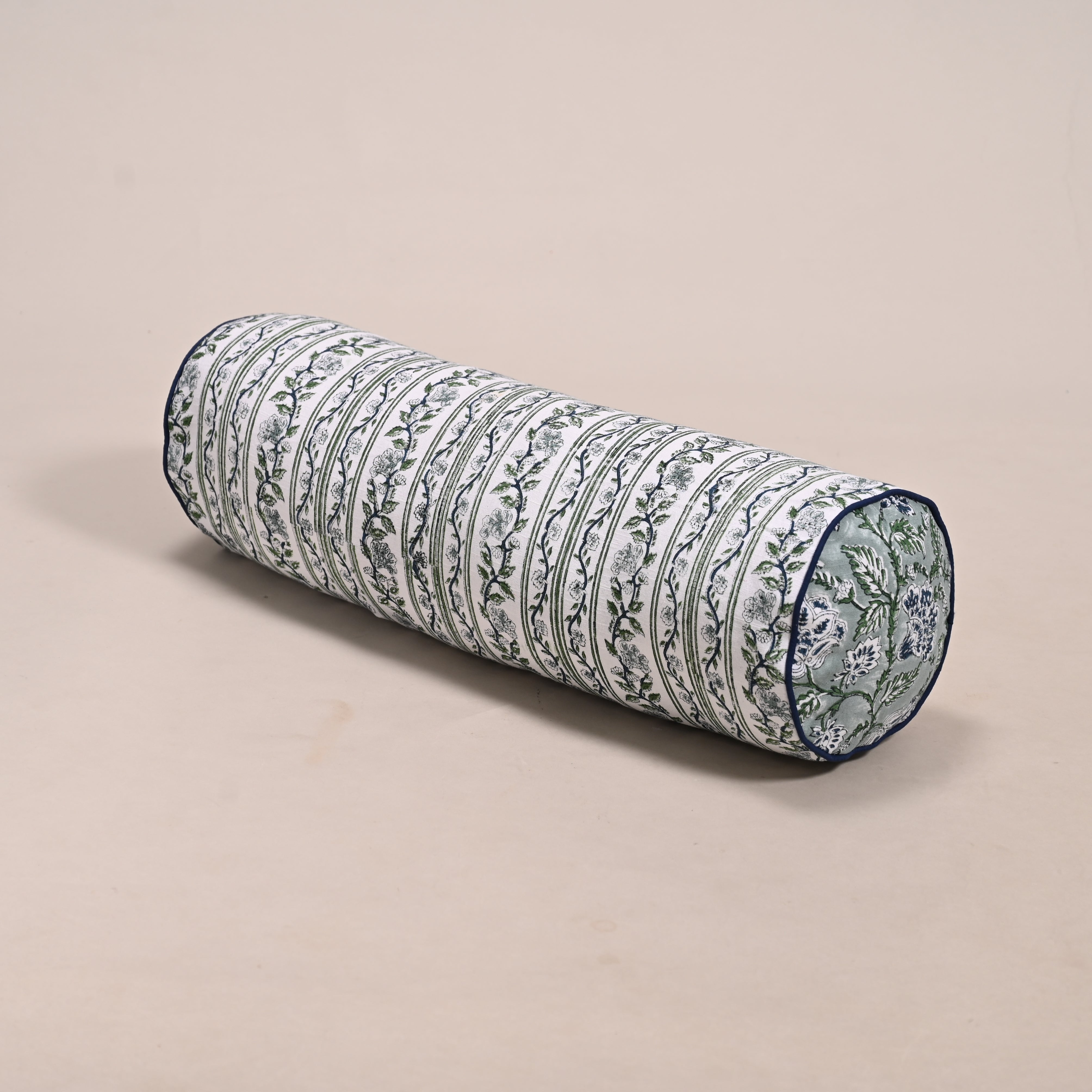 Hanami Buti Block Printed Bolster Cushion