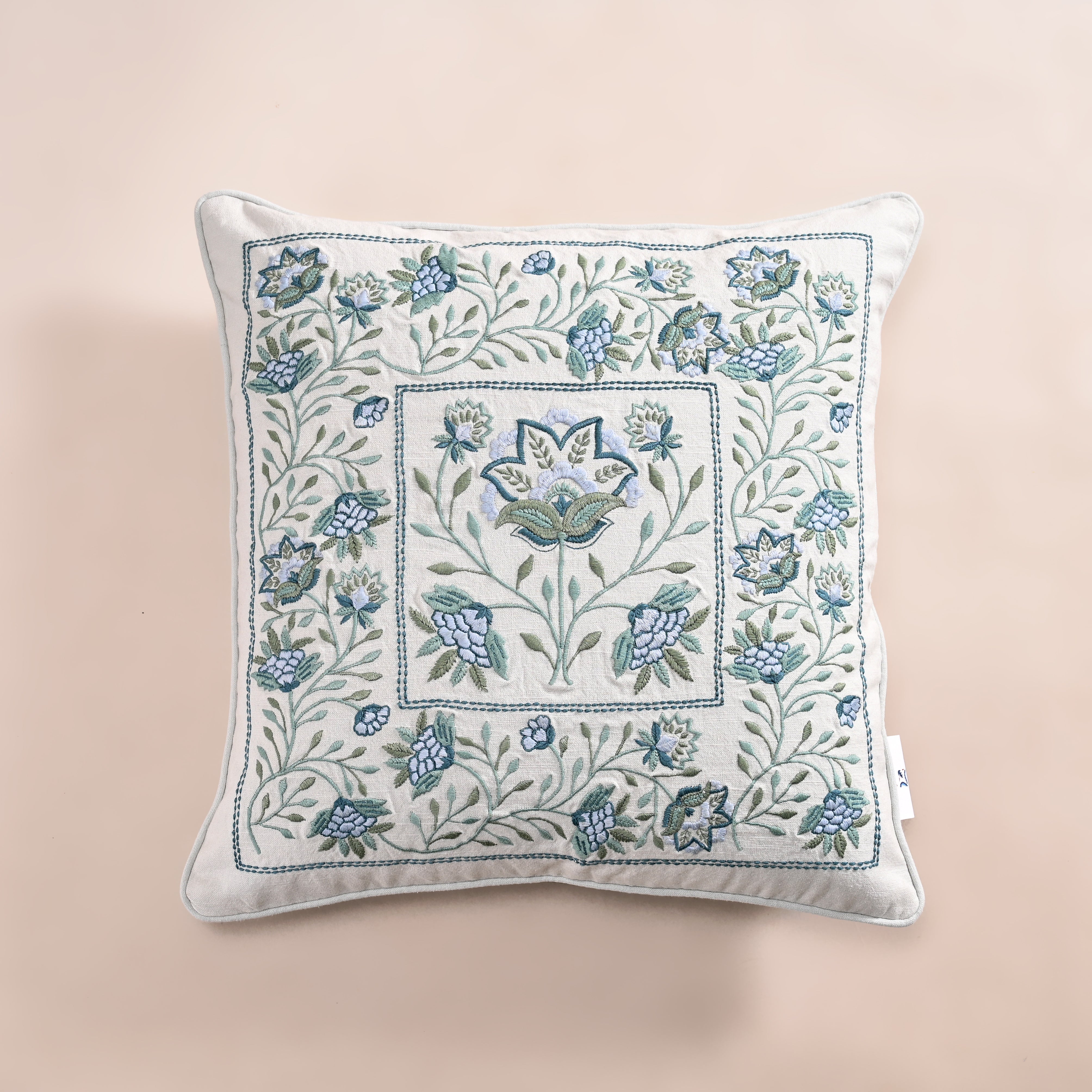 Hanami Hand Block Printed King Bedding Set | 100% Cotton | Quilt & Embroidered Coverlet