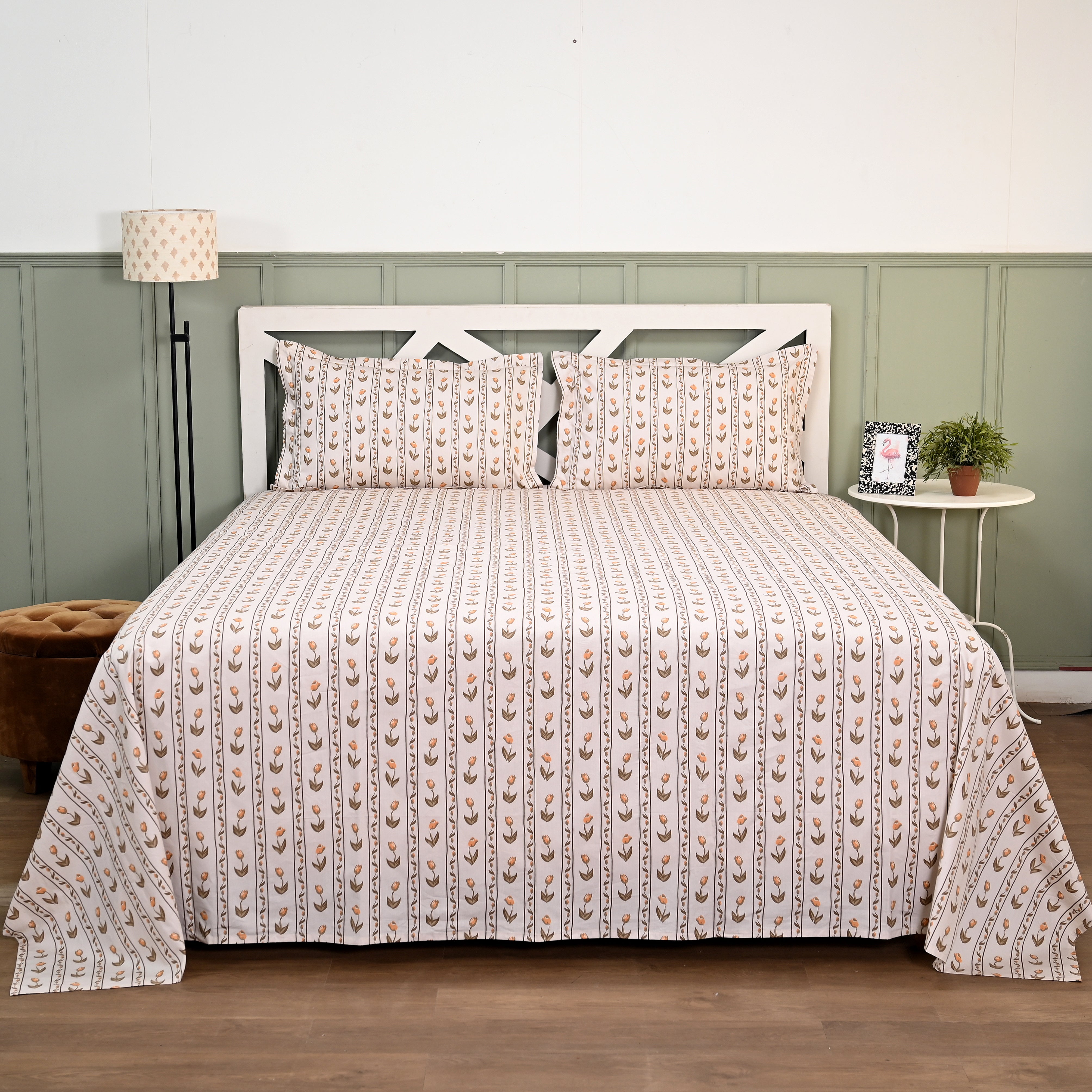 Tulip Serenade 300 TC Luxury Cotton Sheets – Premium Printed Bedsheet Set
