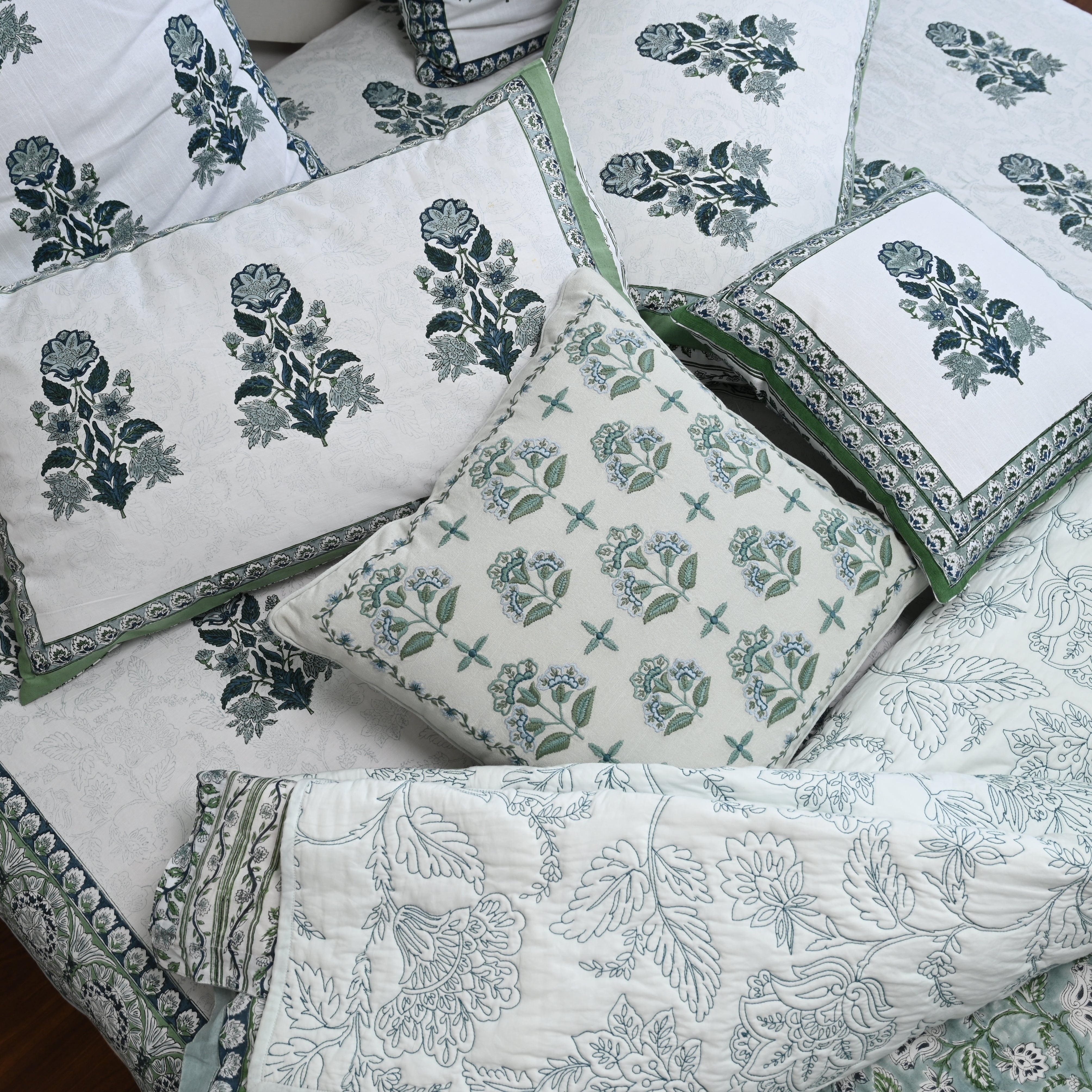 Hanami Embroidered Quilted Coverlet