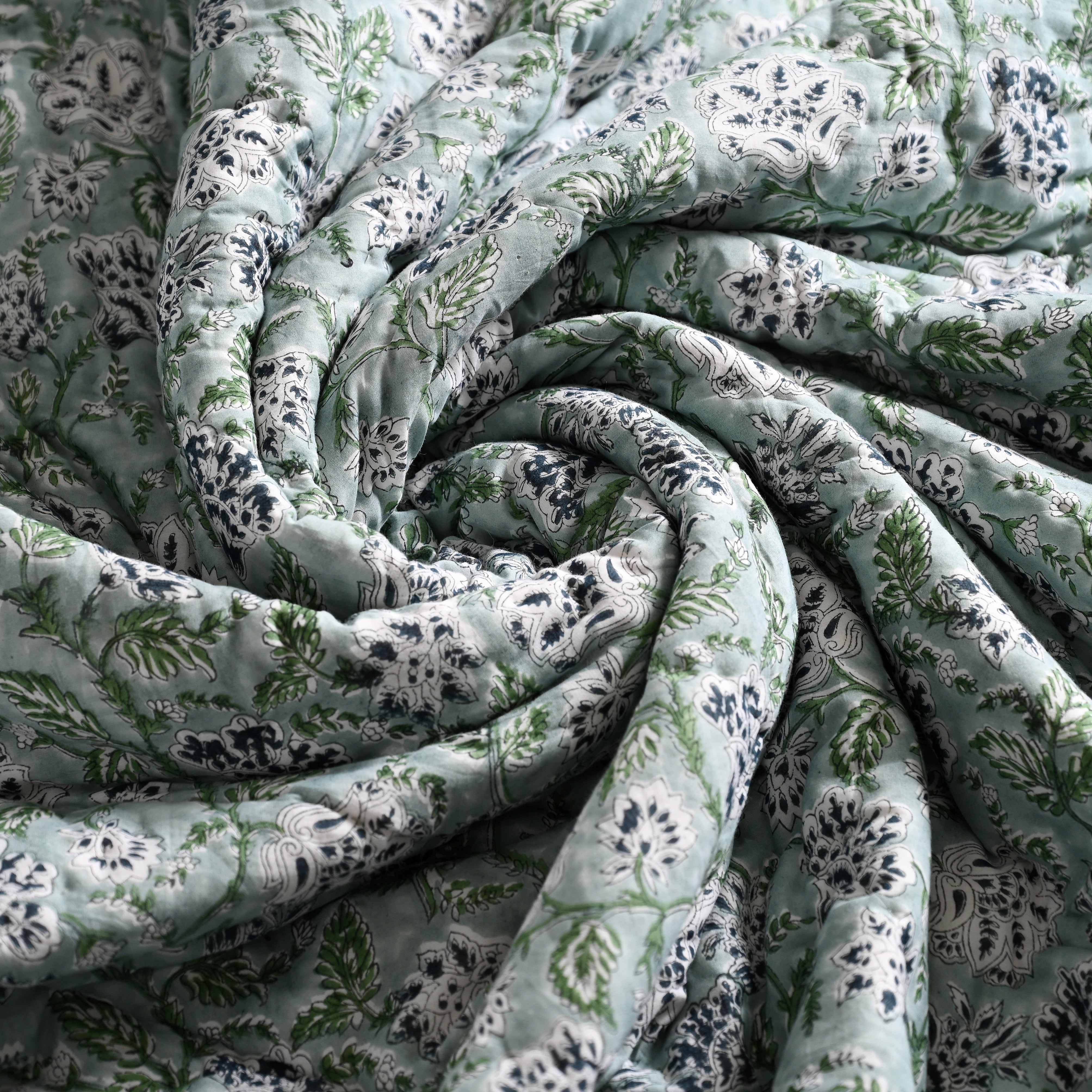 Hanami Reversible Hand Block Printed Cotton Quilt