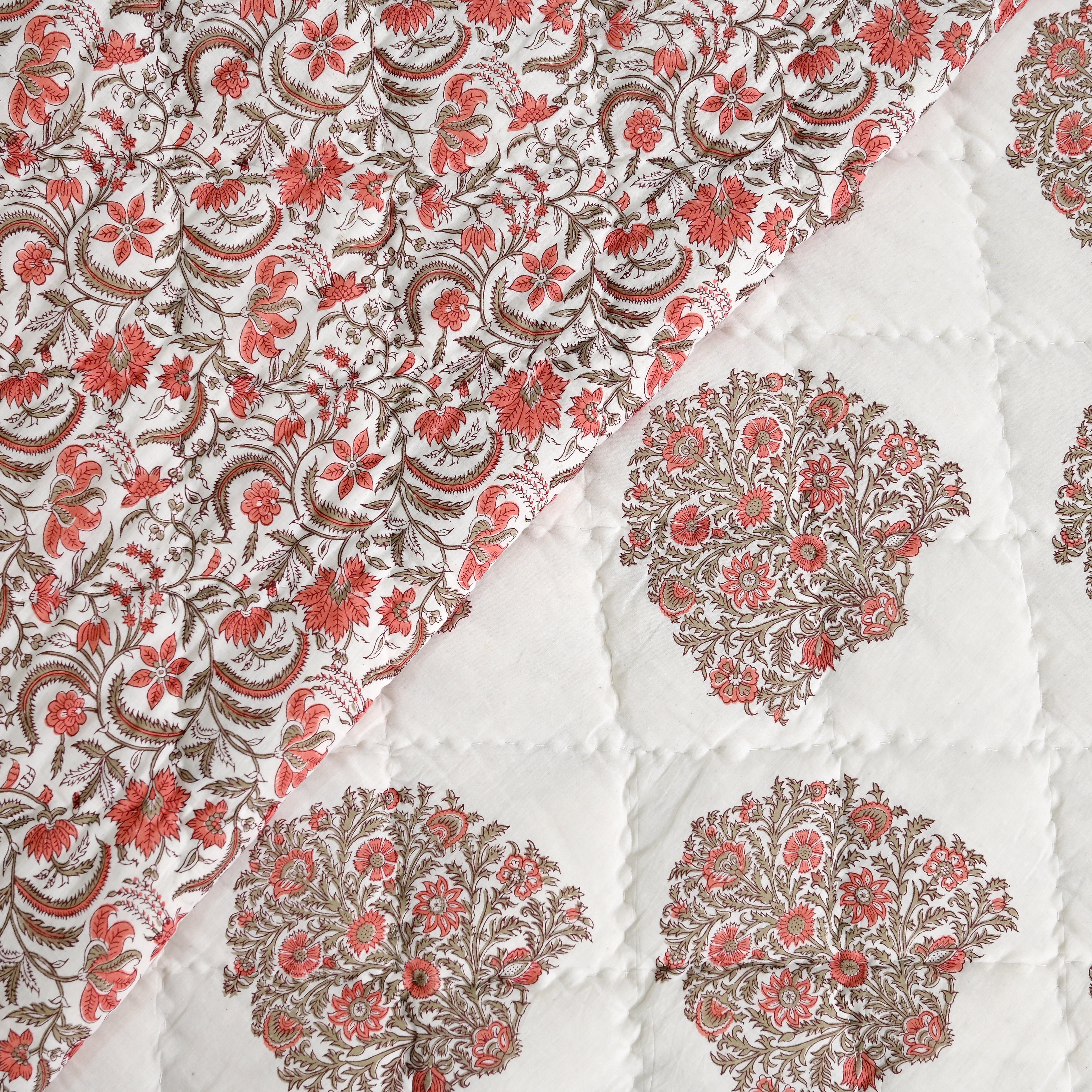 Rajmudra Premium Jaipur Reversible Quilt with pillow (2 & 3 Pc set)