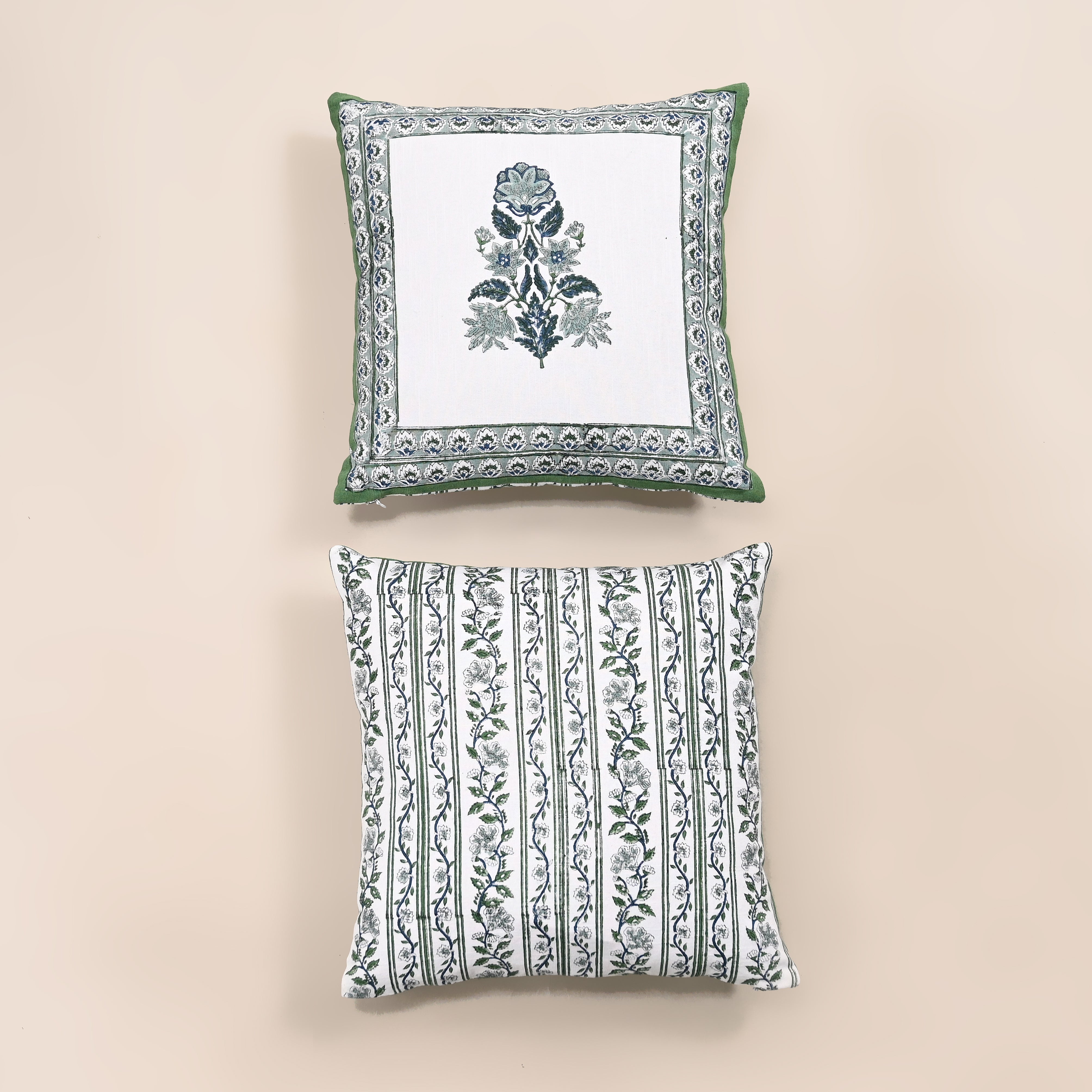 Hanami Reversible Block Printed Cushion Cover | Set of 2