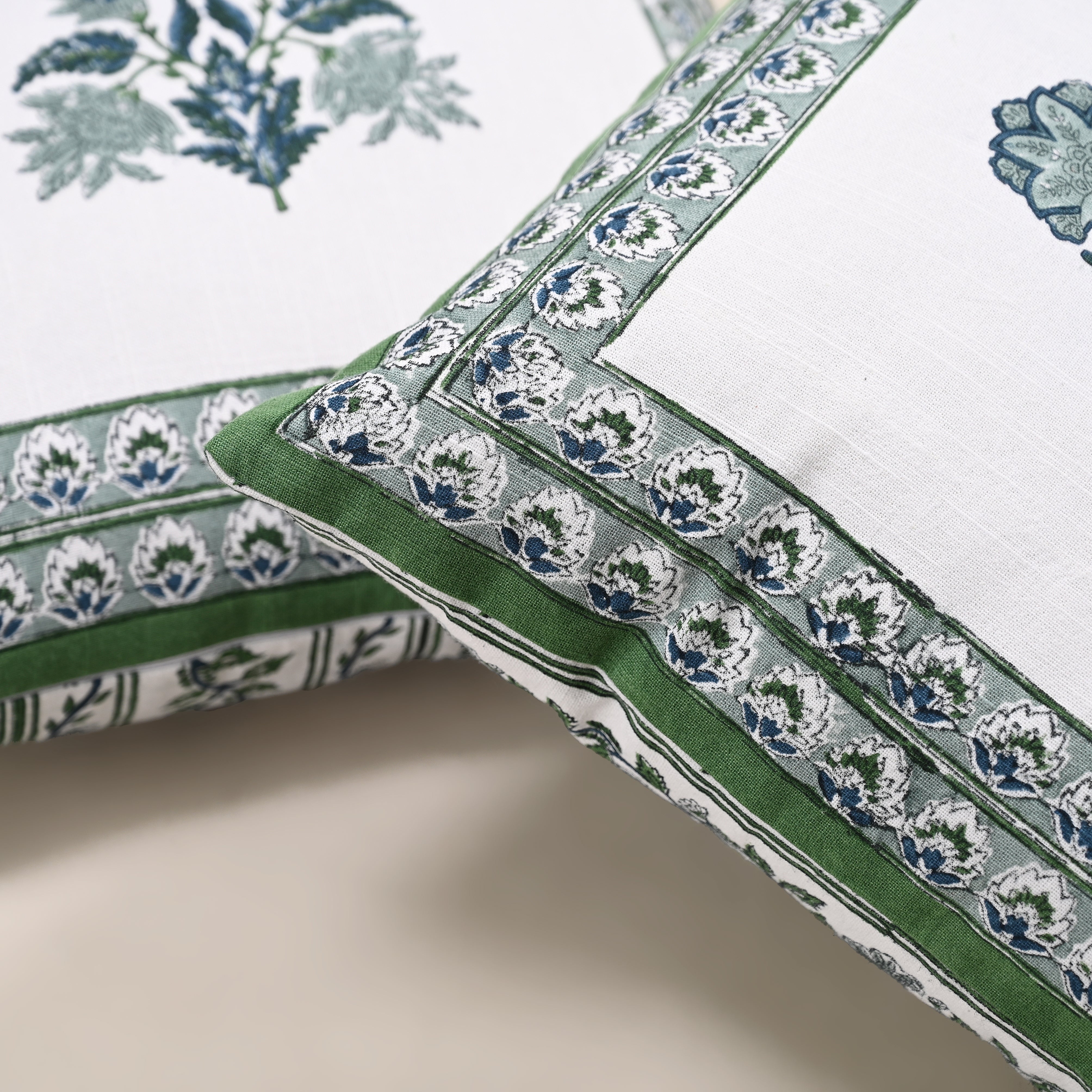 Hanami Reversible Block Printed Cushion Cover | Set of 2