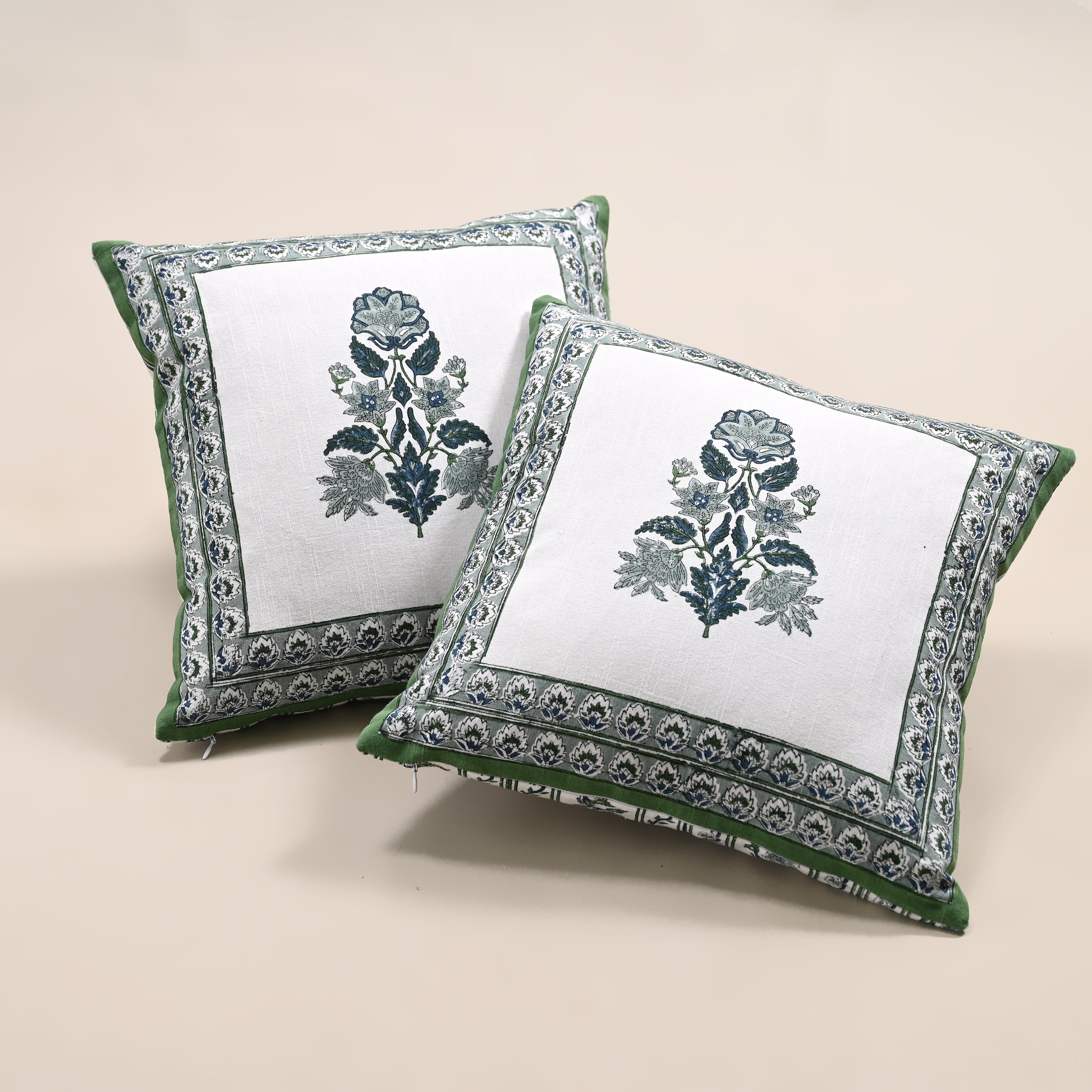 Hanami Reversible Block Printed Cushion Cover | Set of 2