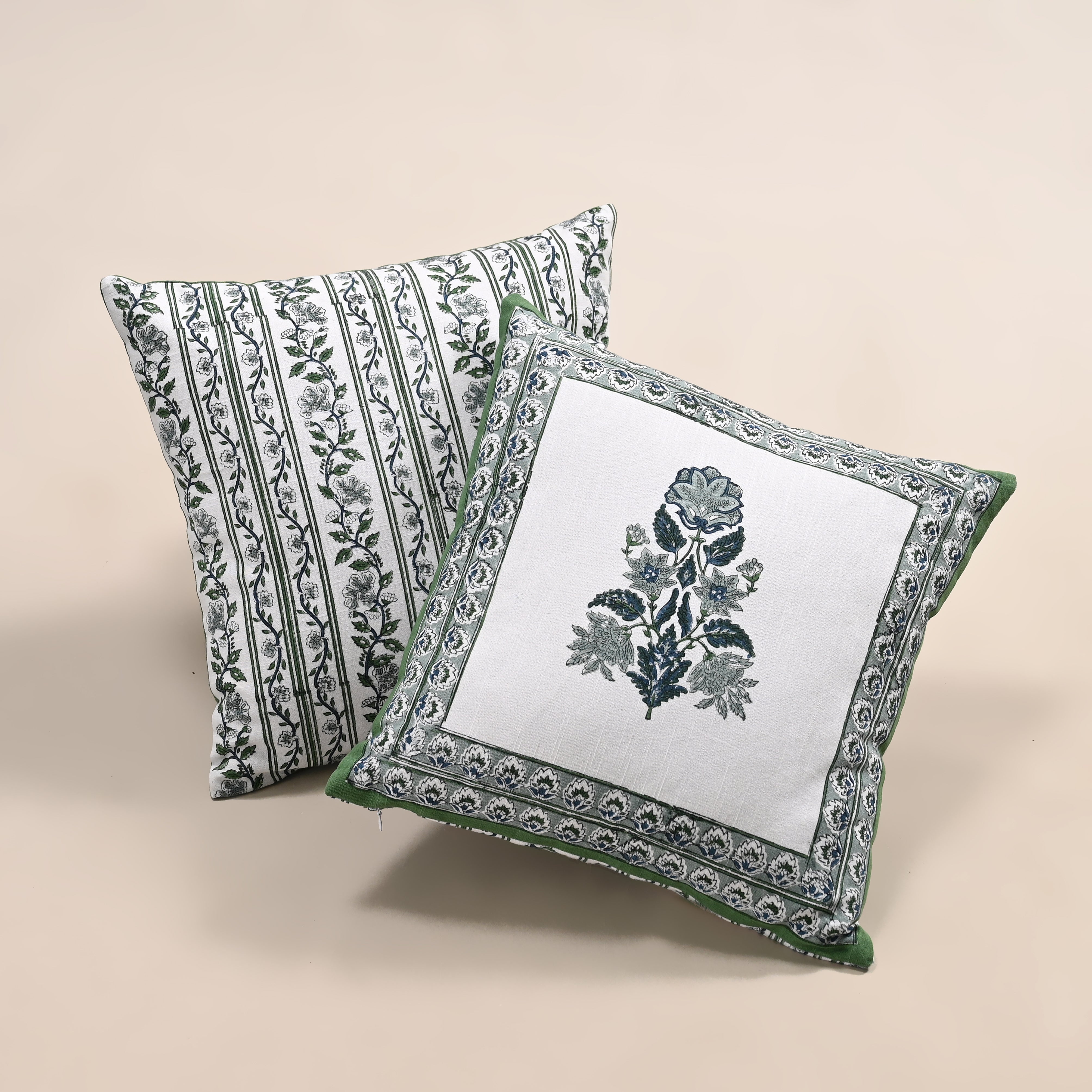 Hanami Reversible Block Printed Cushion Cover | Set of 2