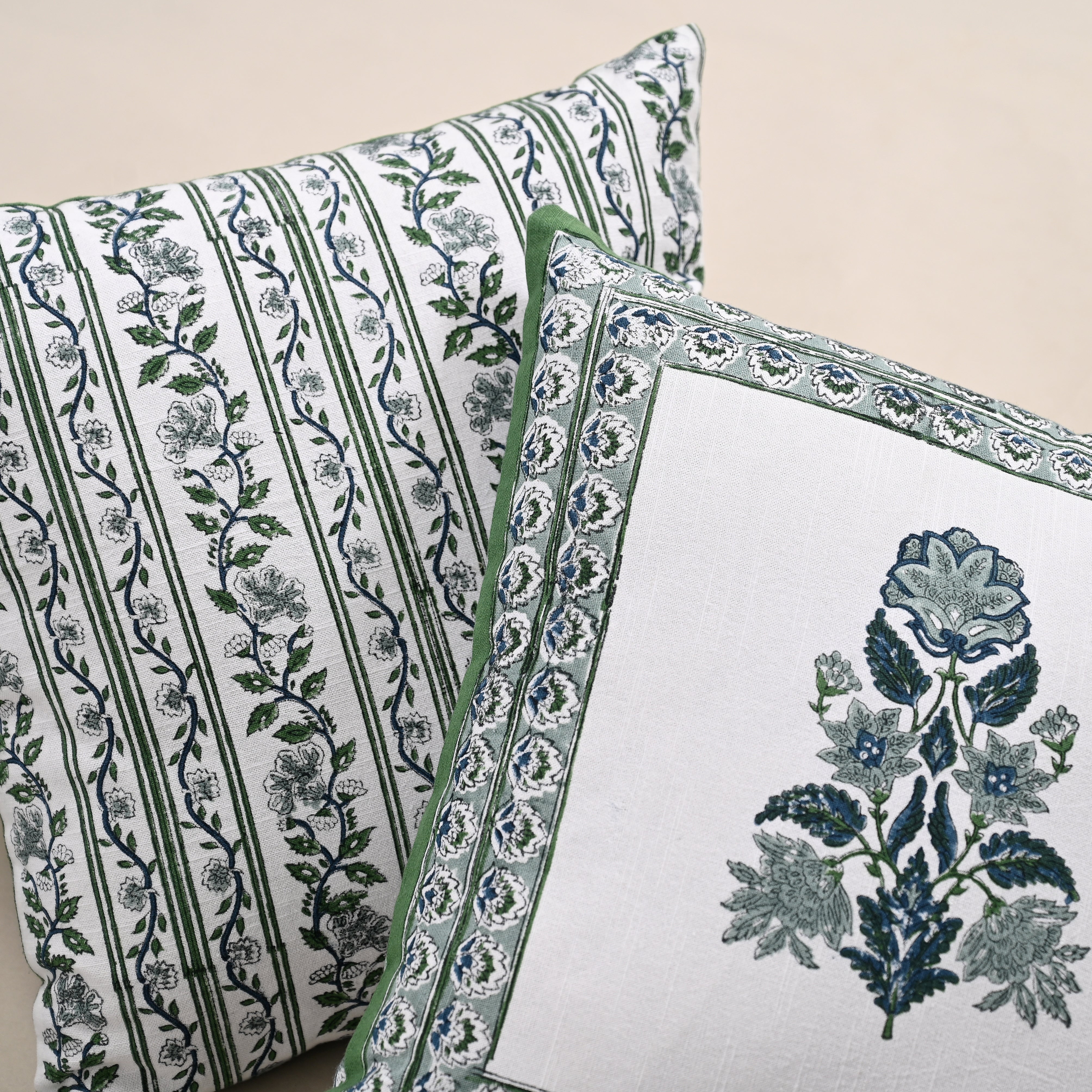 Hanami Reversible Block Printed Cushion Cover | Set of 2