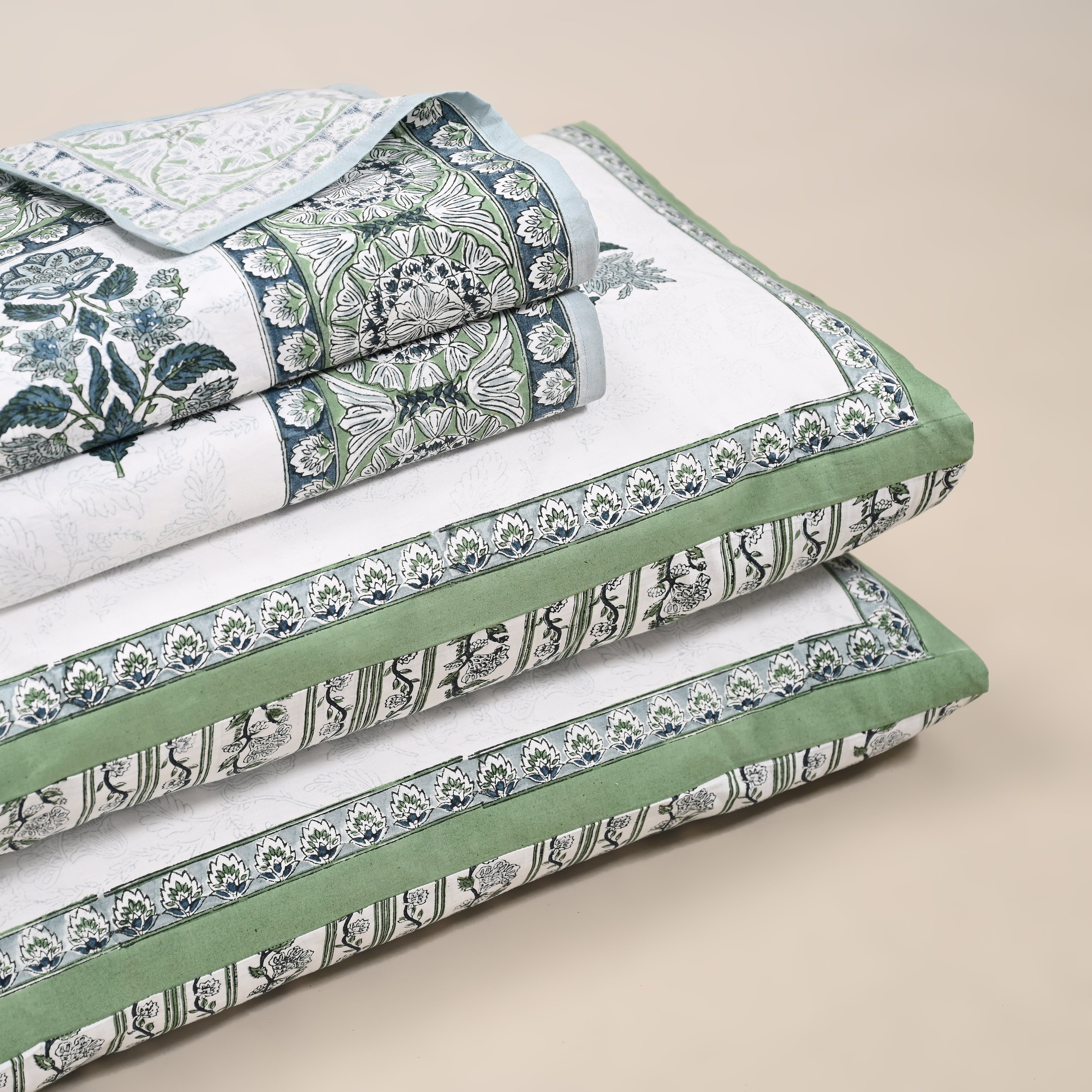 Hanami Buta Hand Block Printed Bed Sheet