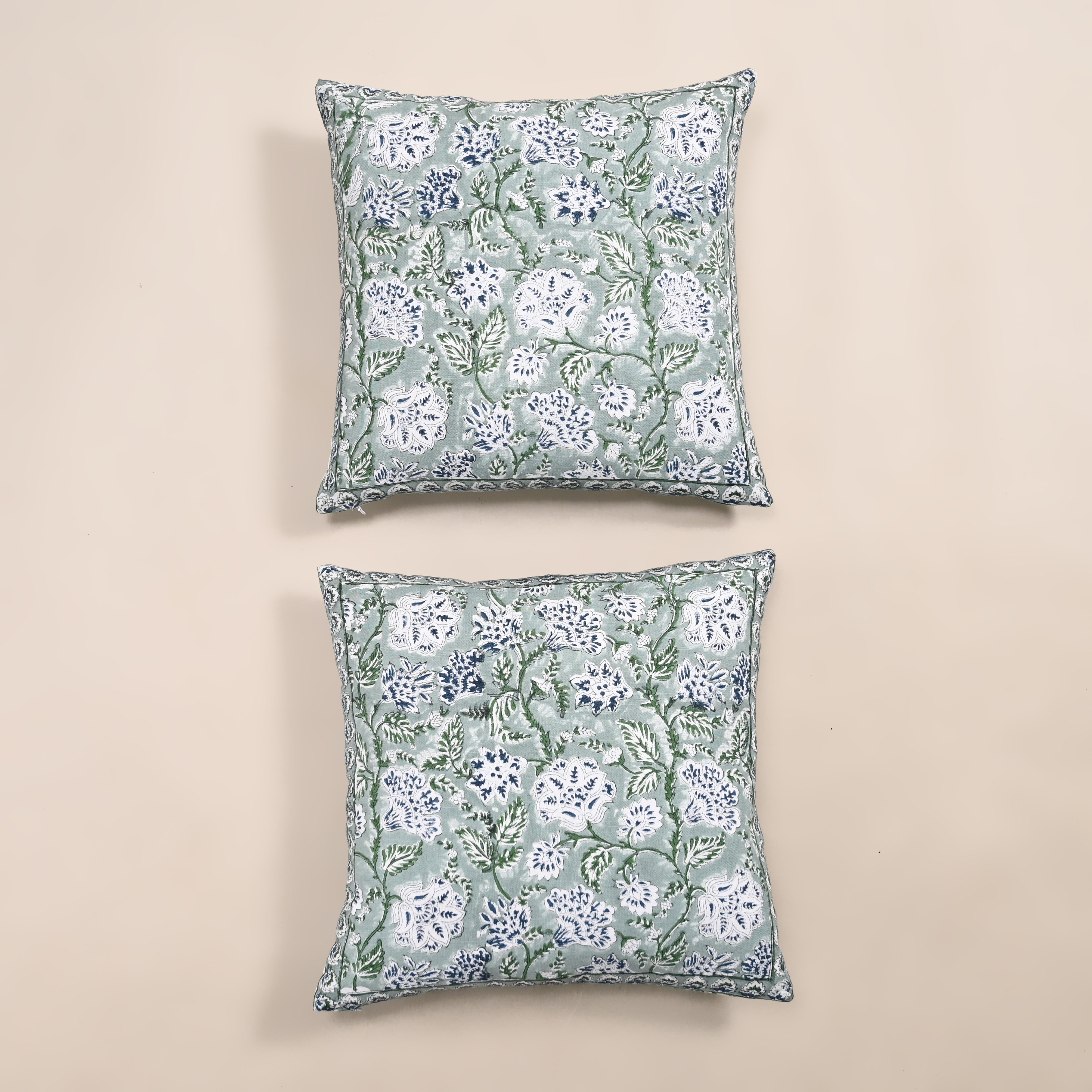 Hanami Jaal Reversible Block Printed Cushion Cover | Set of 2