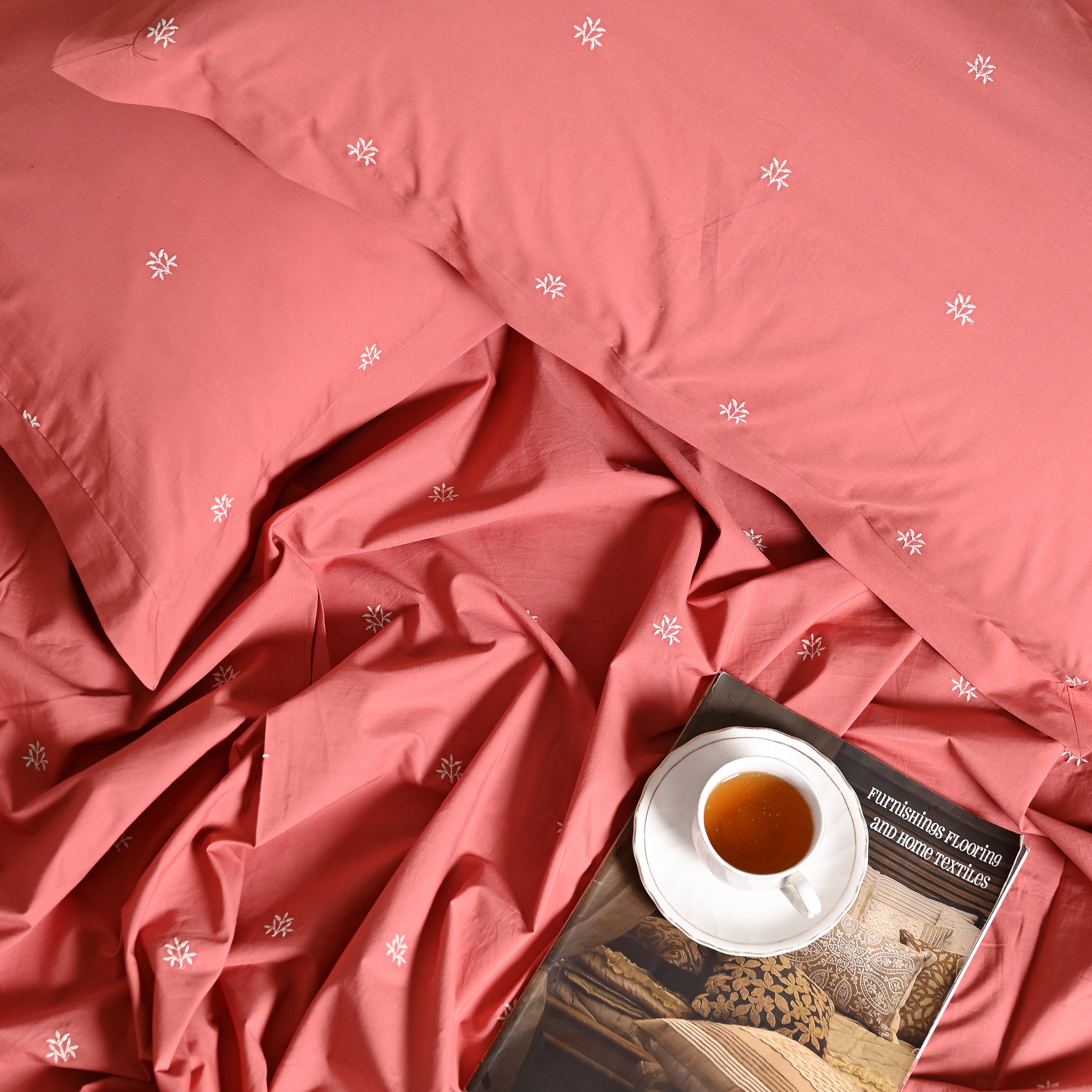 Gemini Bloom Bedsheet - Regal Embroidered 300 TC Luxury Cotton Sheets