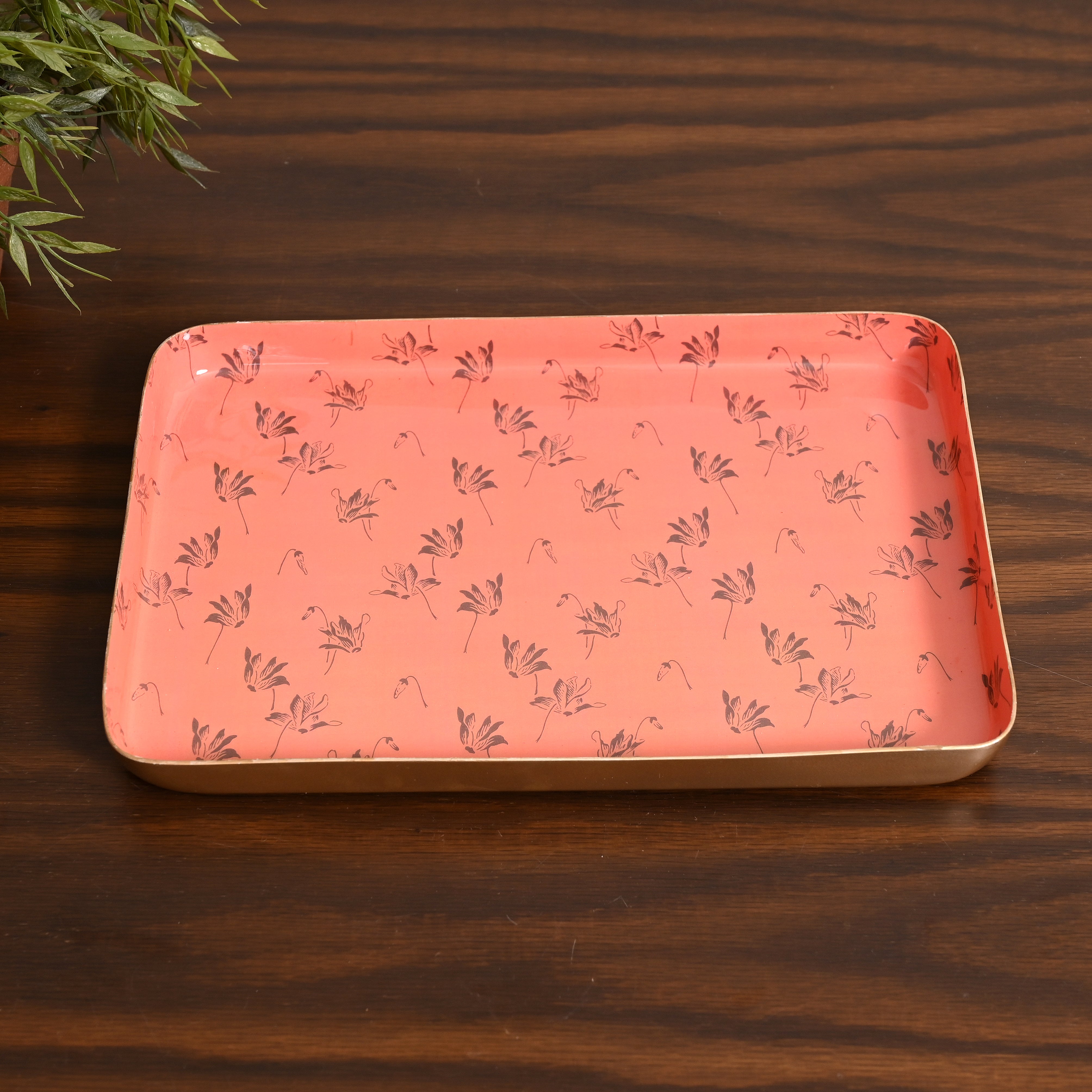 Floral Harmony Set of Two Aluminium Trays