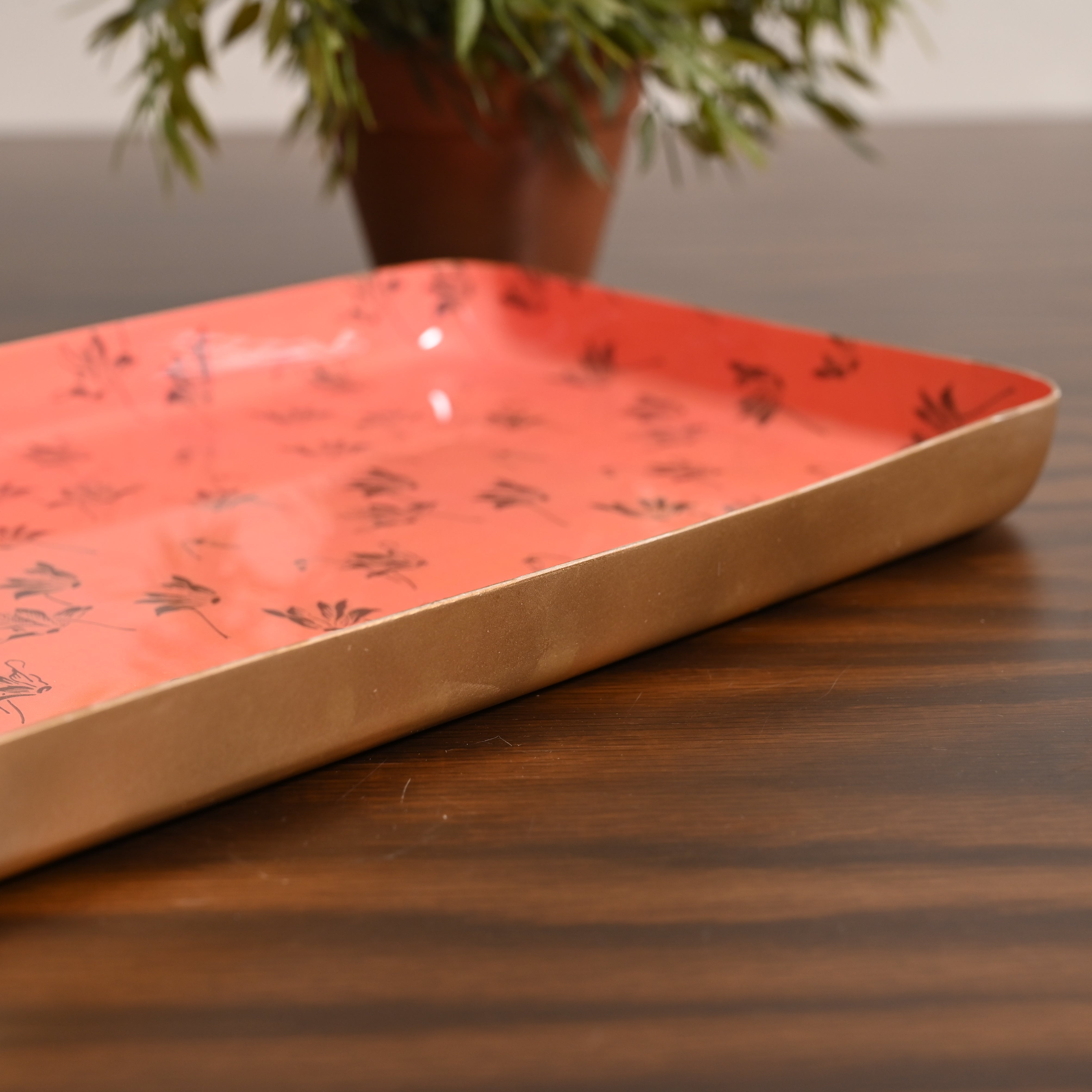 Floral Harmony Set of Two Aluminium Trays