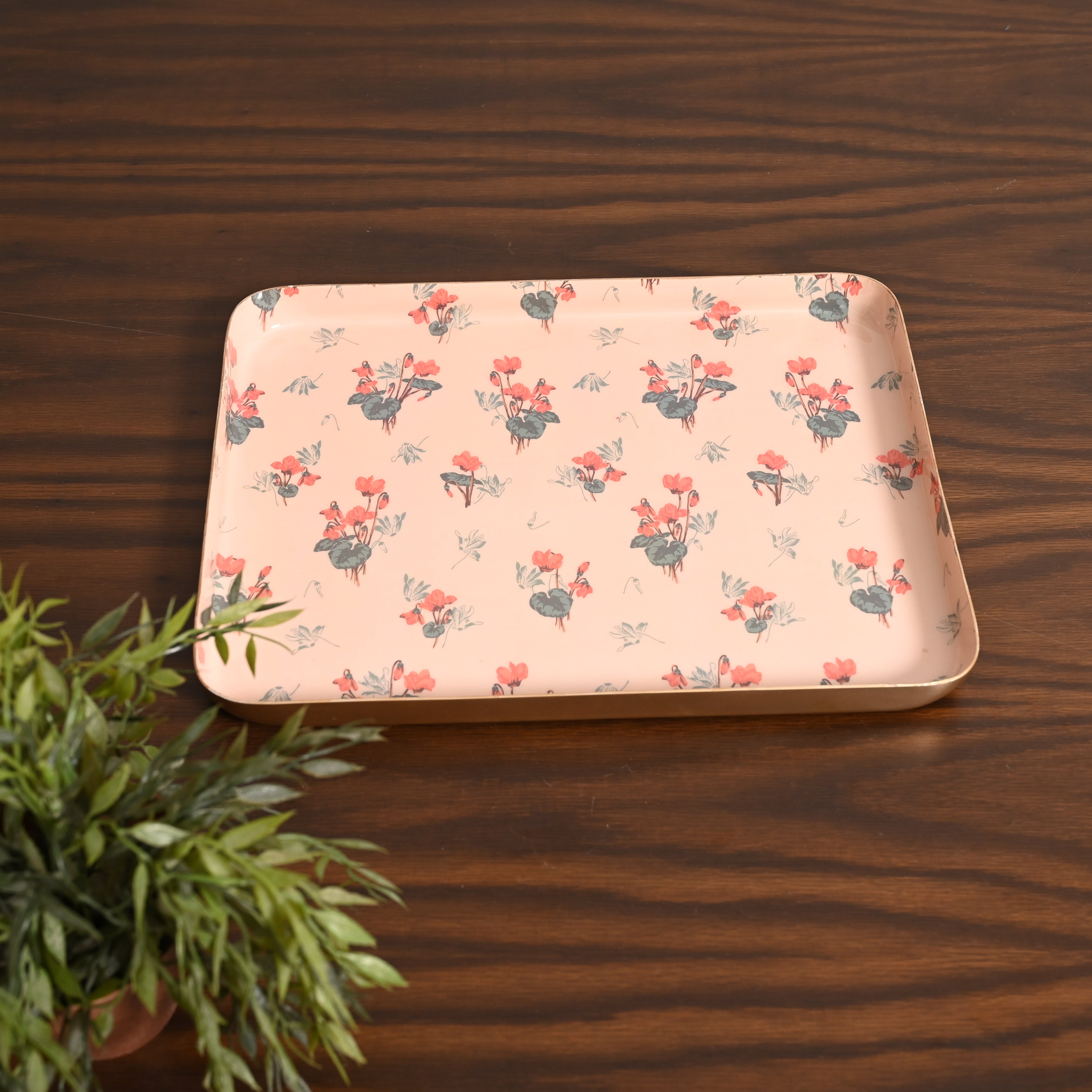 Floral Harmony Set of Two Aluminium Trays