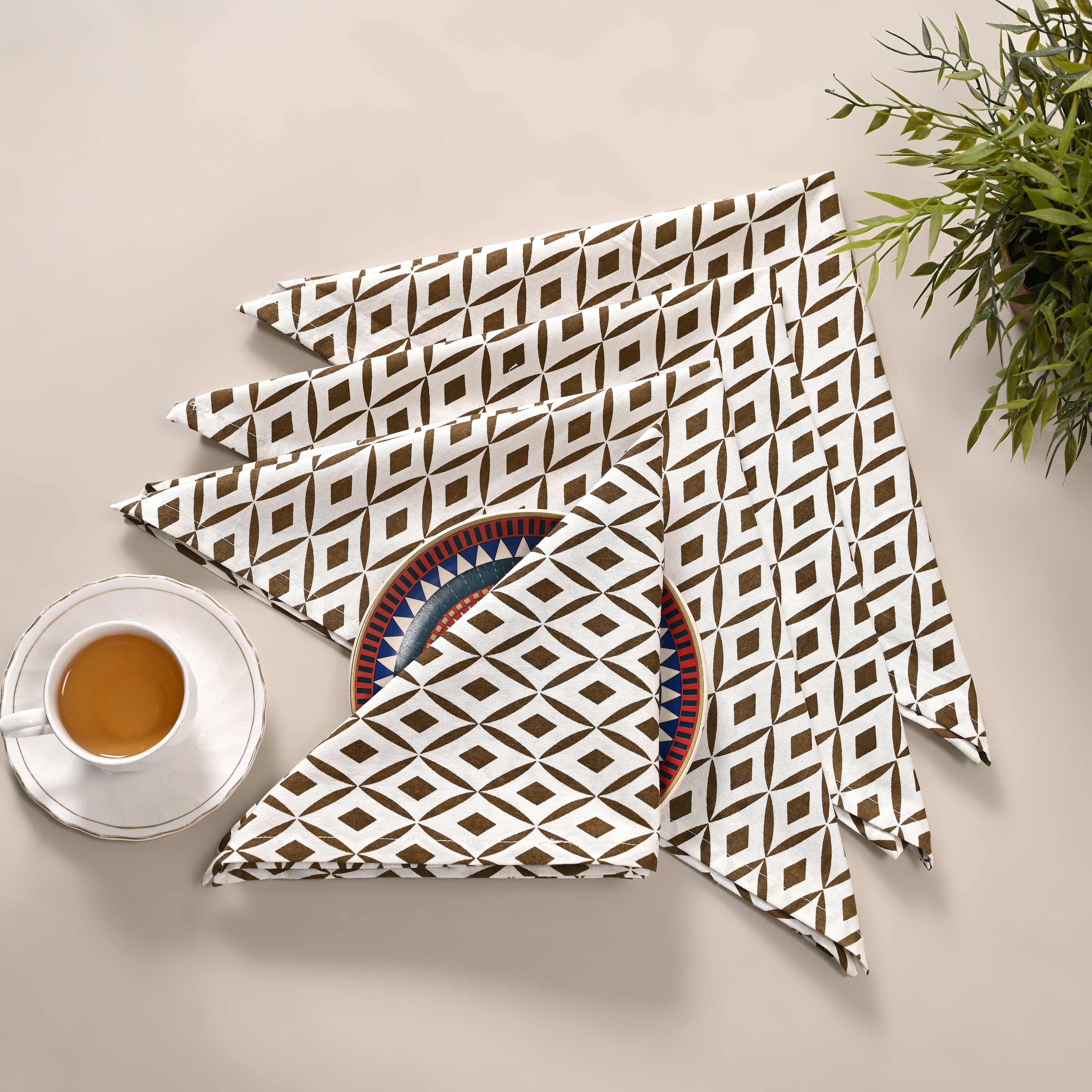 Terra Rhombus Block Printed Napkin