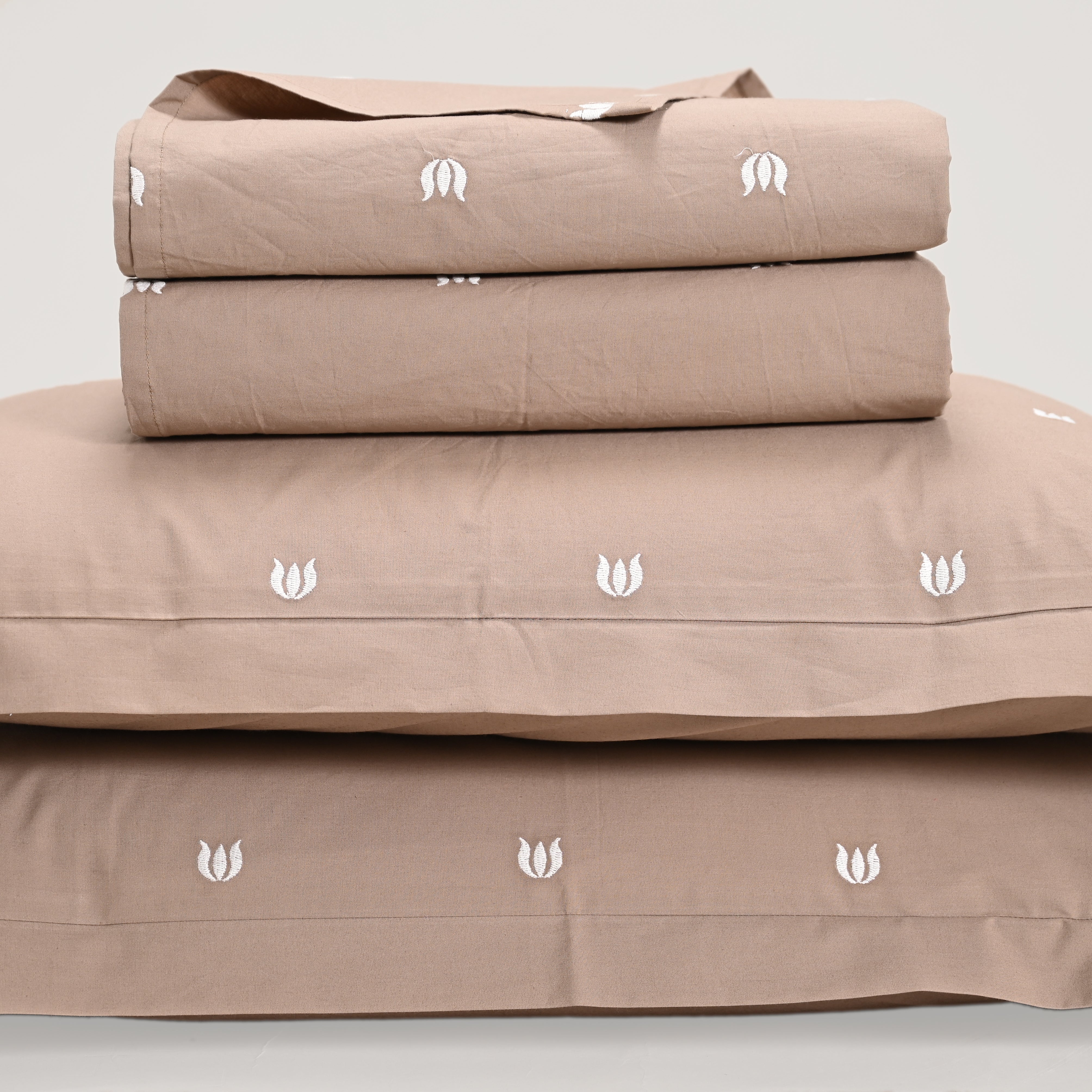 Geo Bloom Bedsheet - Regal Embroidered 300 TC Luxury Cotton Sheets