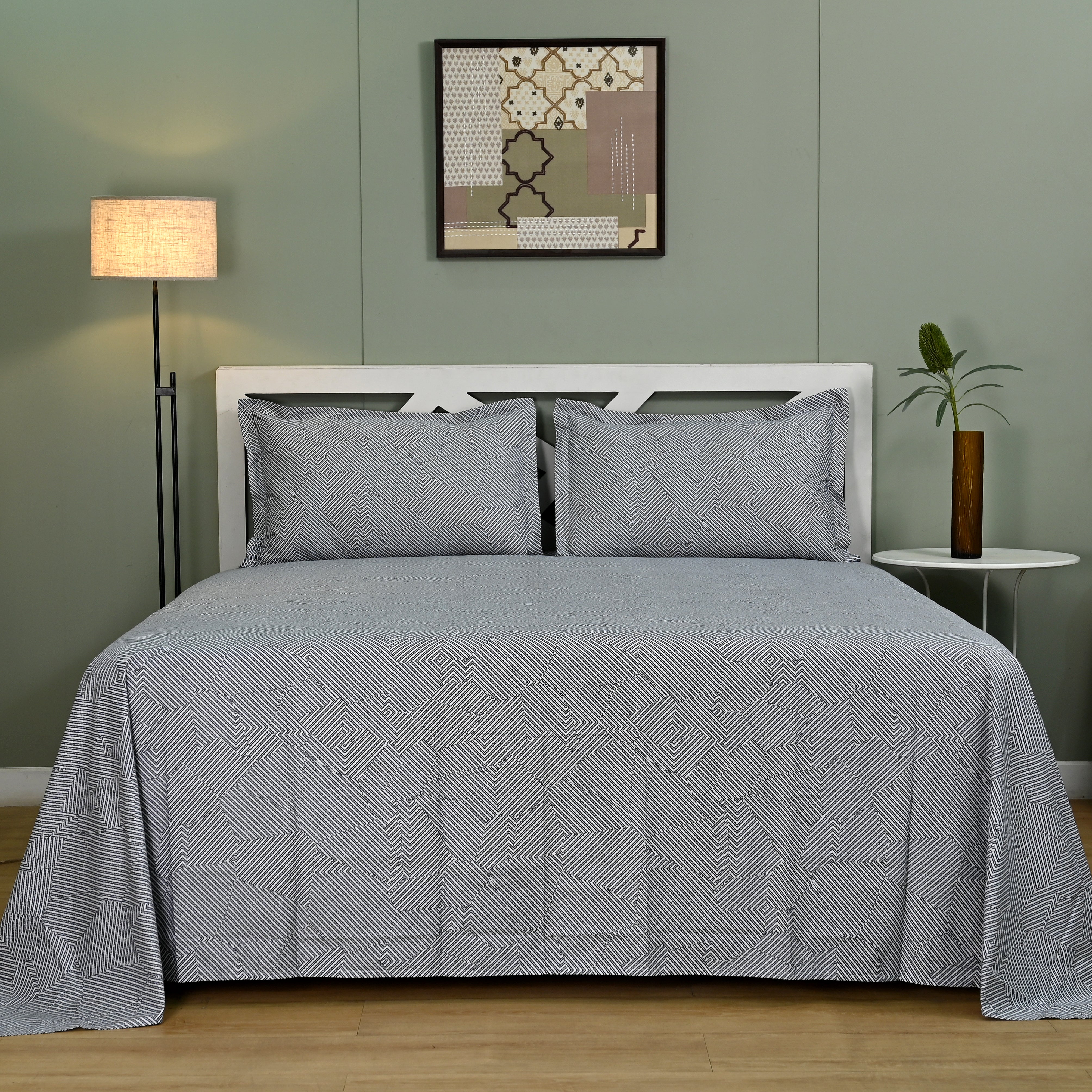 Maverick - Graphite | 300 TC Percale King Size Bed Sheet Set