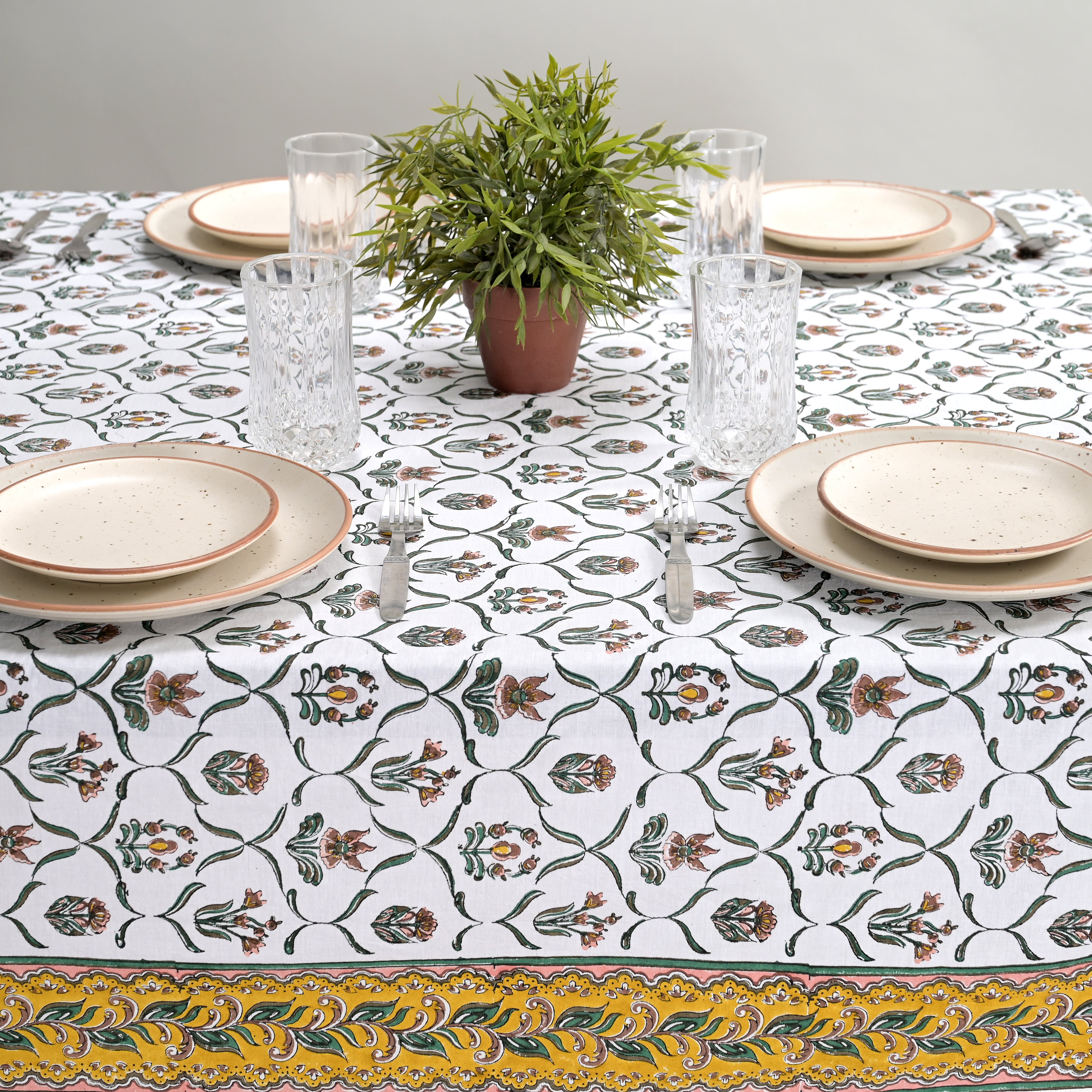 Gulal Block Printed Table Cover