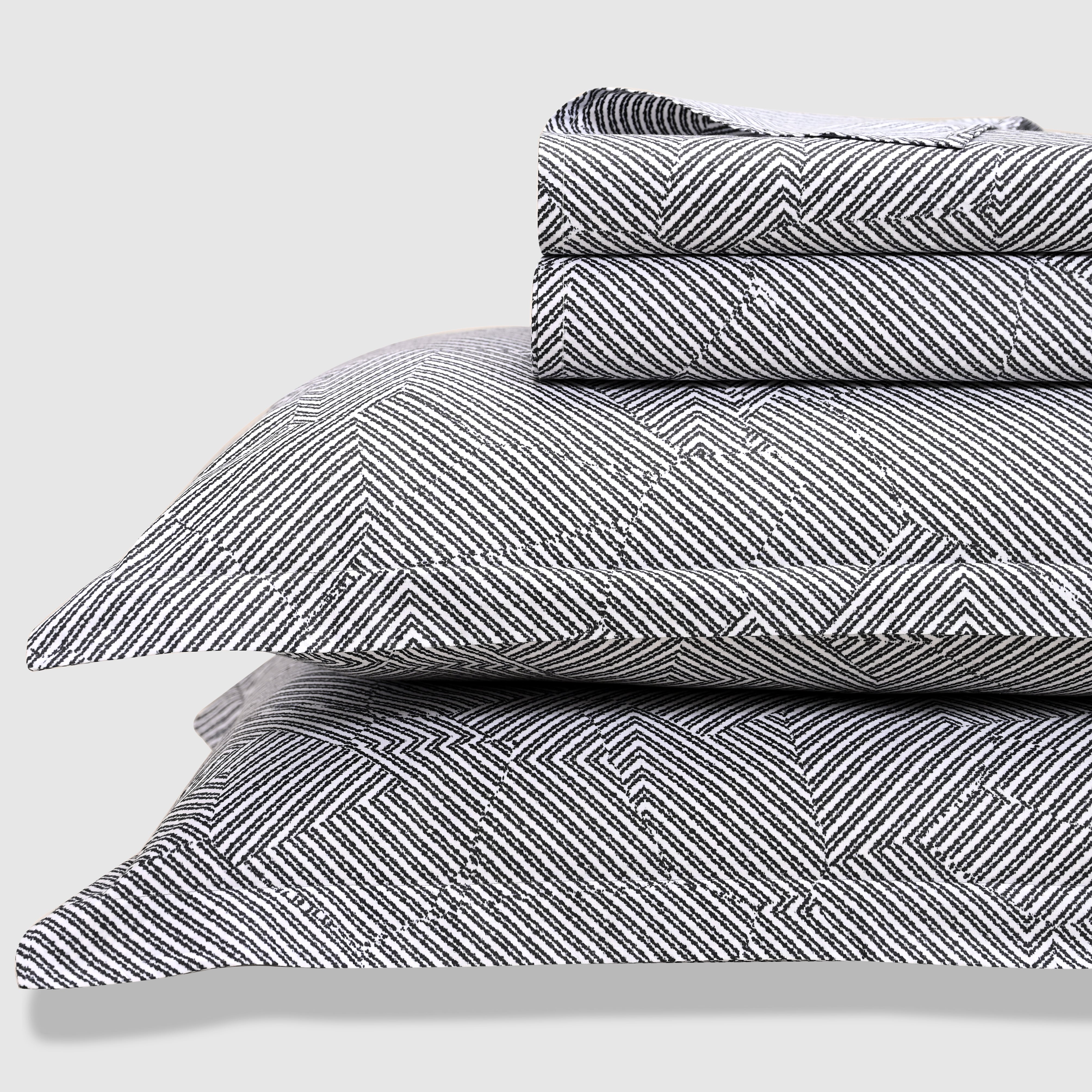 Maverick - Graphite | 300 TC Percale King Size Bed Sheet Set