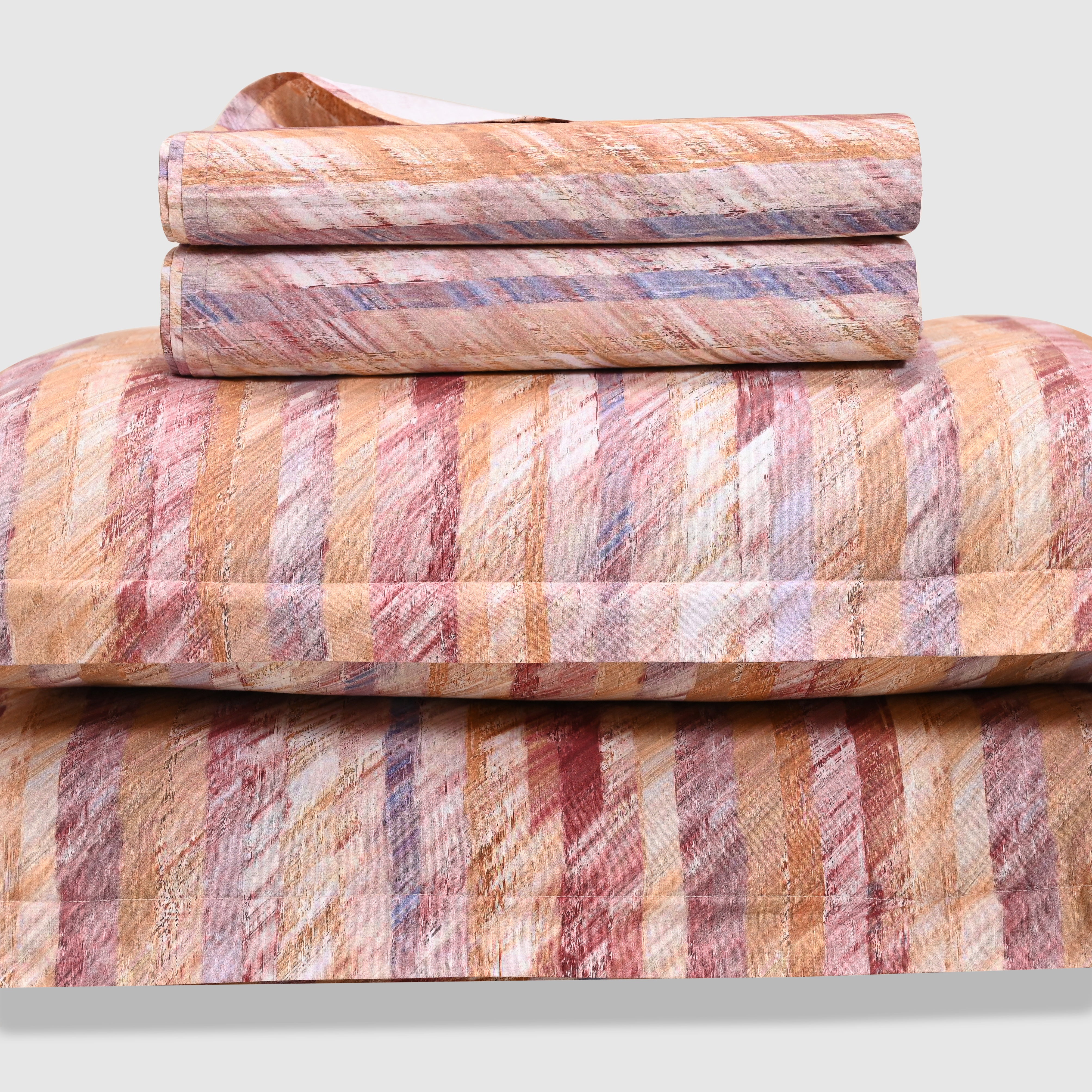 Kaleida - Peach | 300 TC Percale King Size Bed Sheet Set