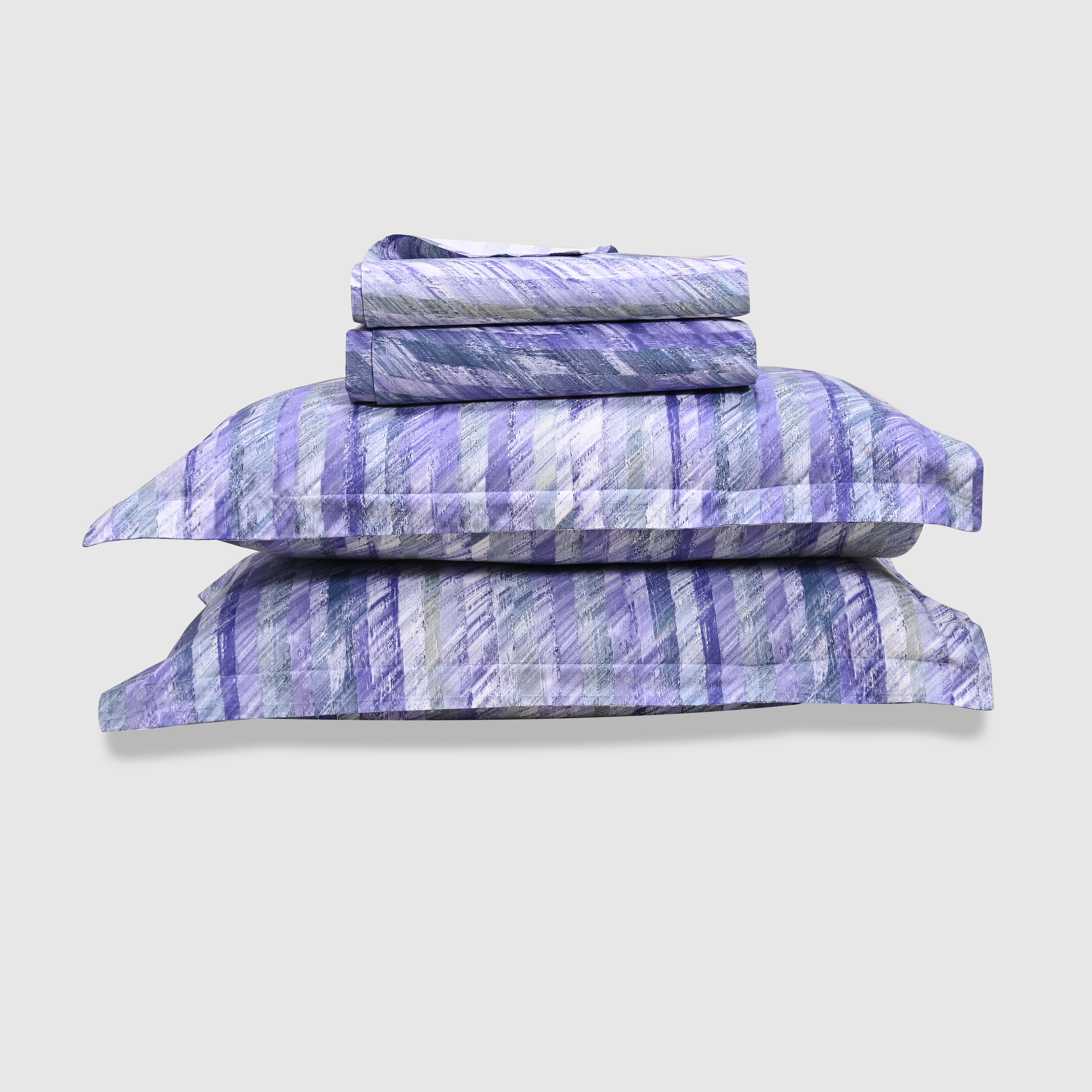 Kaleida - Violet | 300 TC Percale King Size Bed Sheet Set