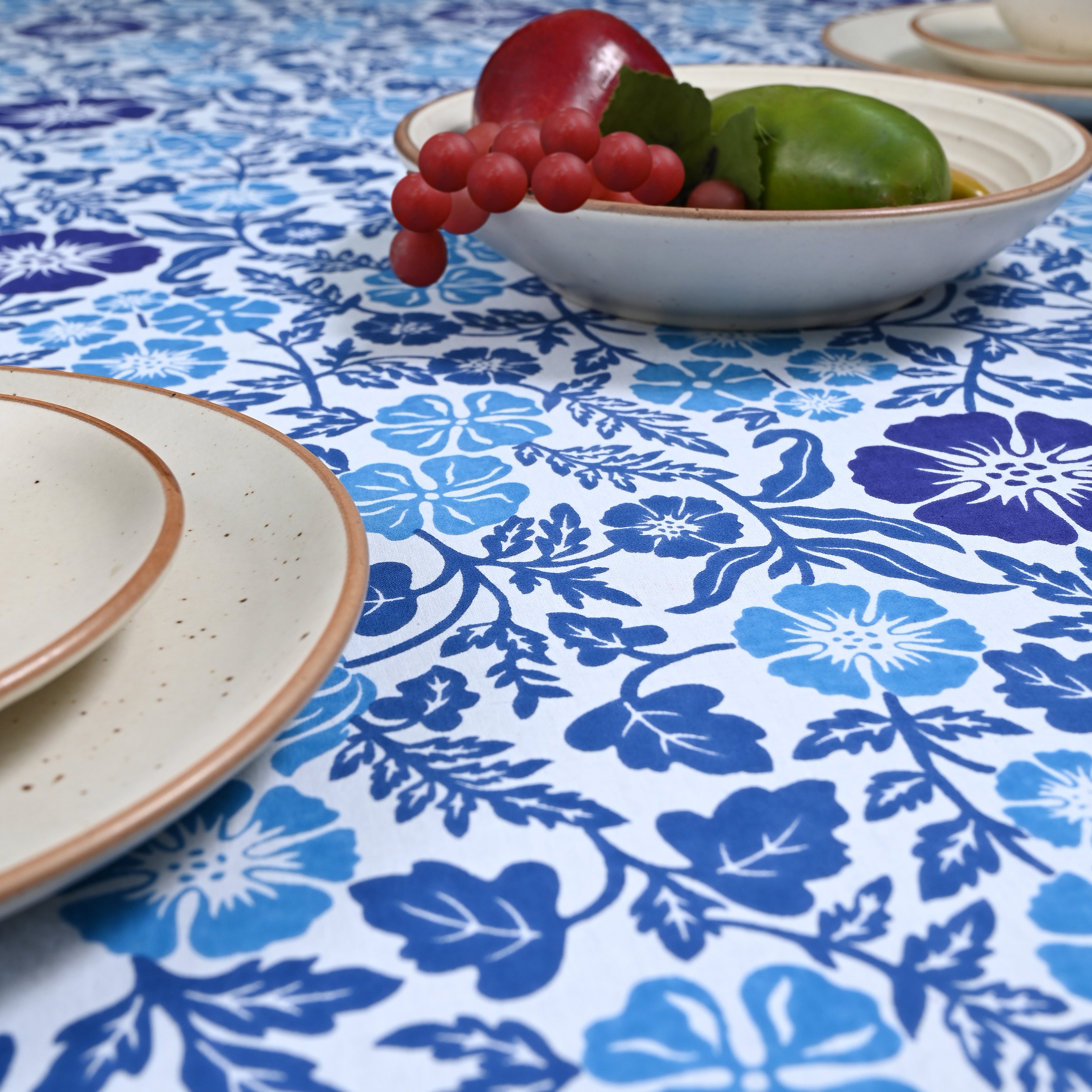 Linen Floral 12 Seater Table Cover