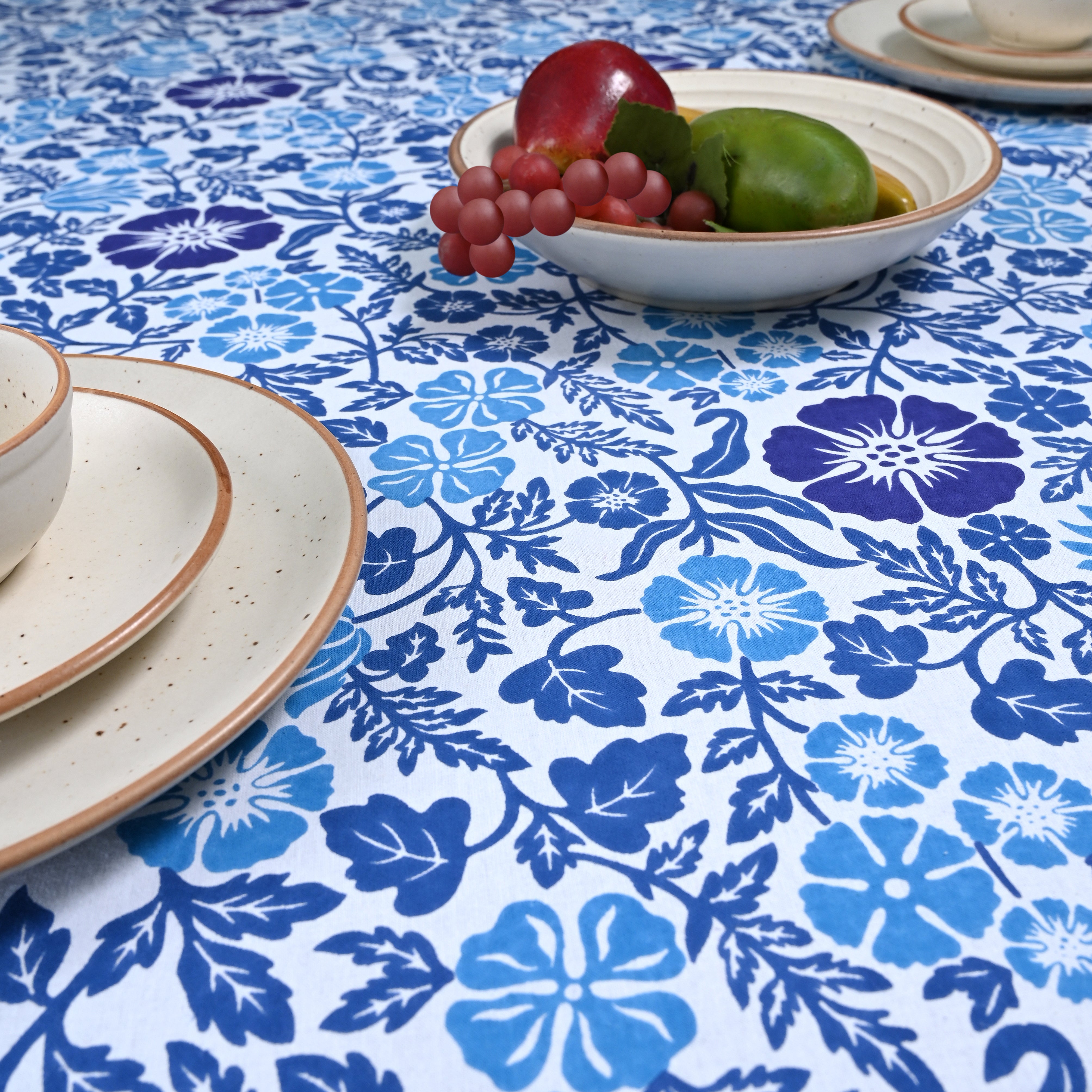 Linen Floral 12 Seater Table Cover