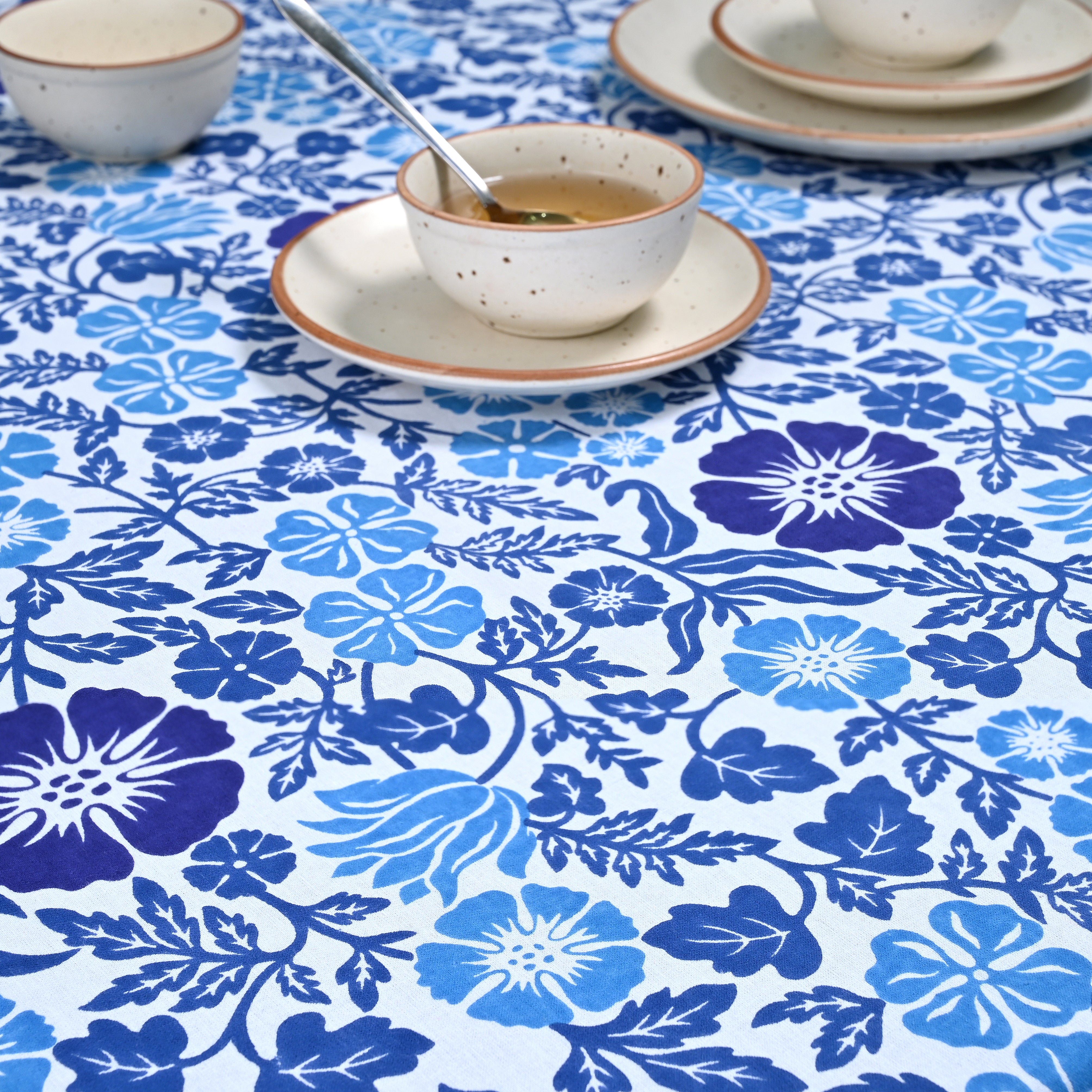 Linen Floral 12 Seater Table Cover