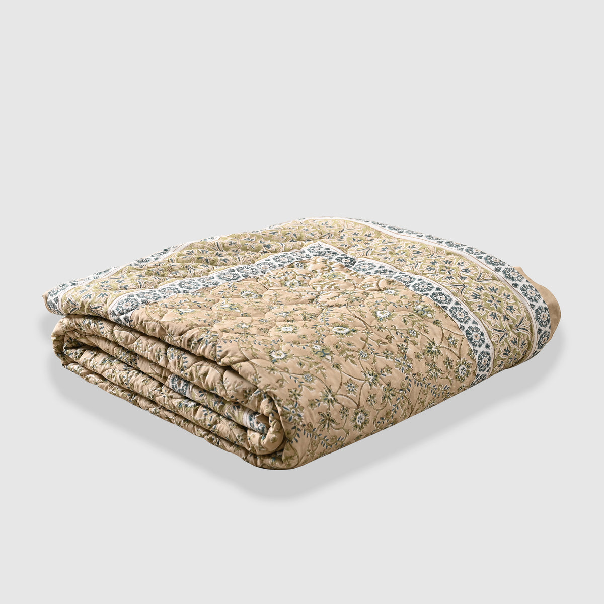 Solitaire Reversible Hand Block Printed Cotton Quilt (Copy)