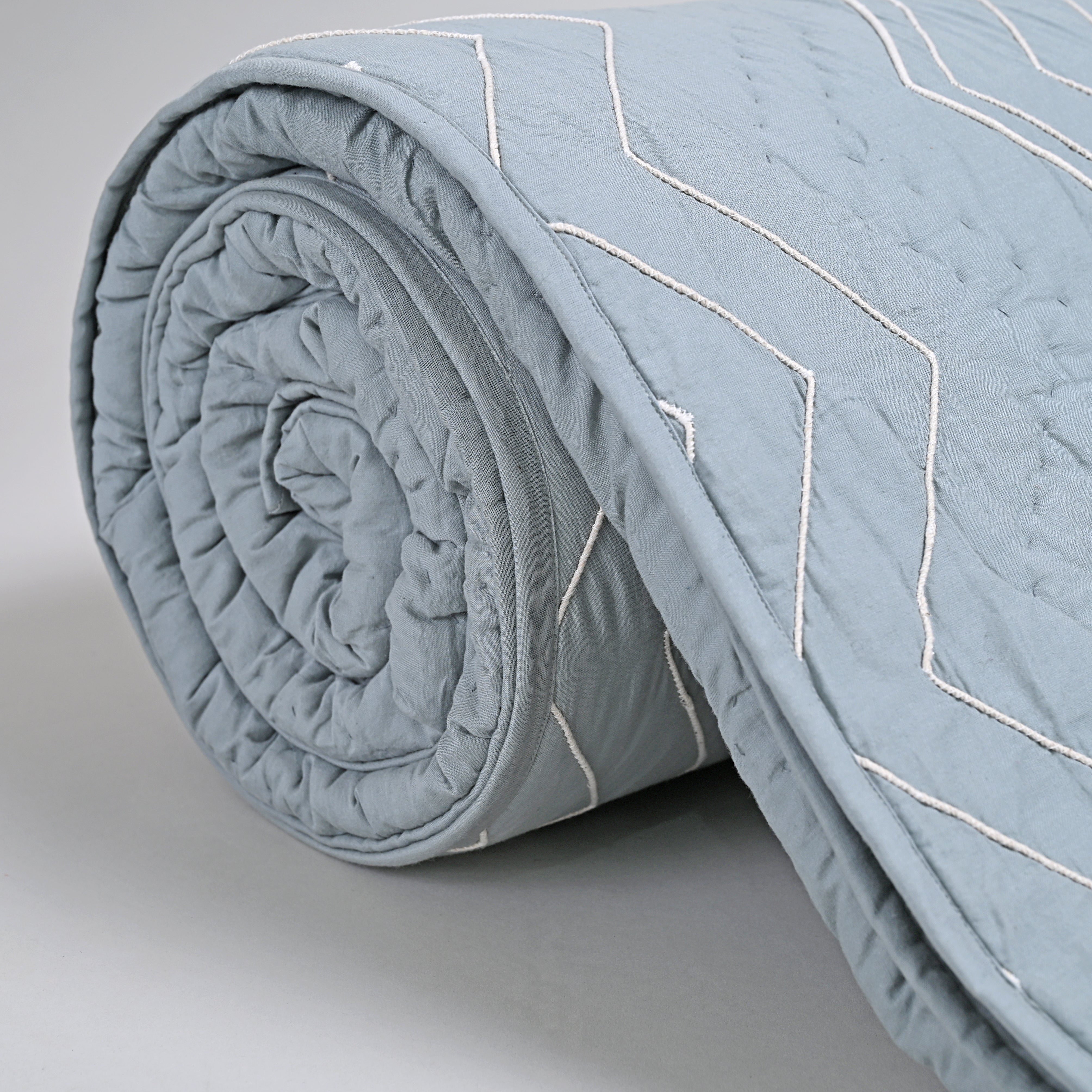 Aqua Hand Work Quilt