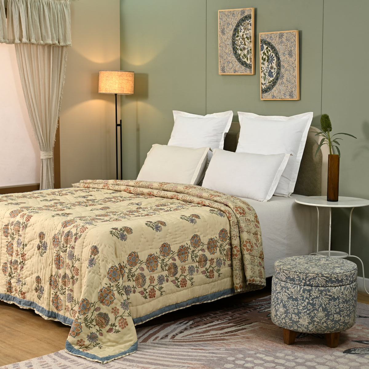 Victoria – Premium Jaipuri Hand Block Printed Quilt