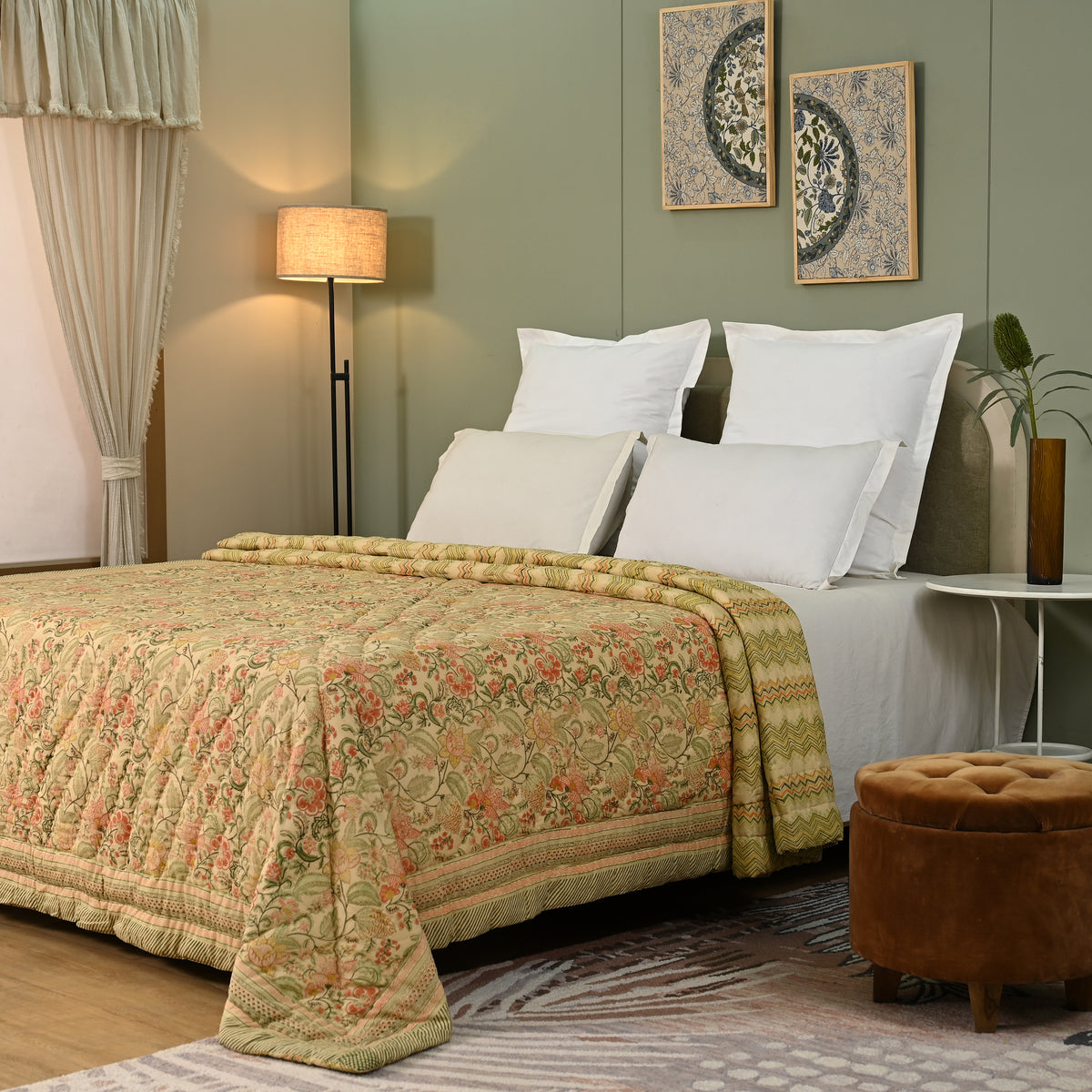 Euphoria Vintage – Premium Jaipuri Hand Block Printed Quilt