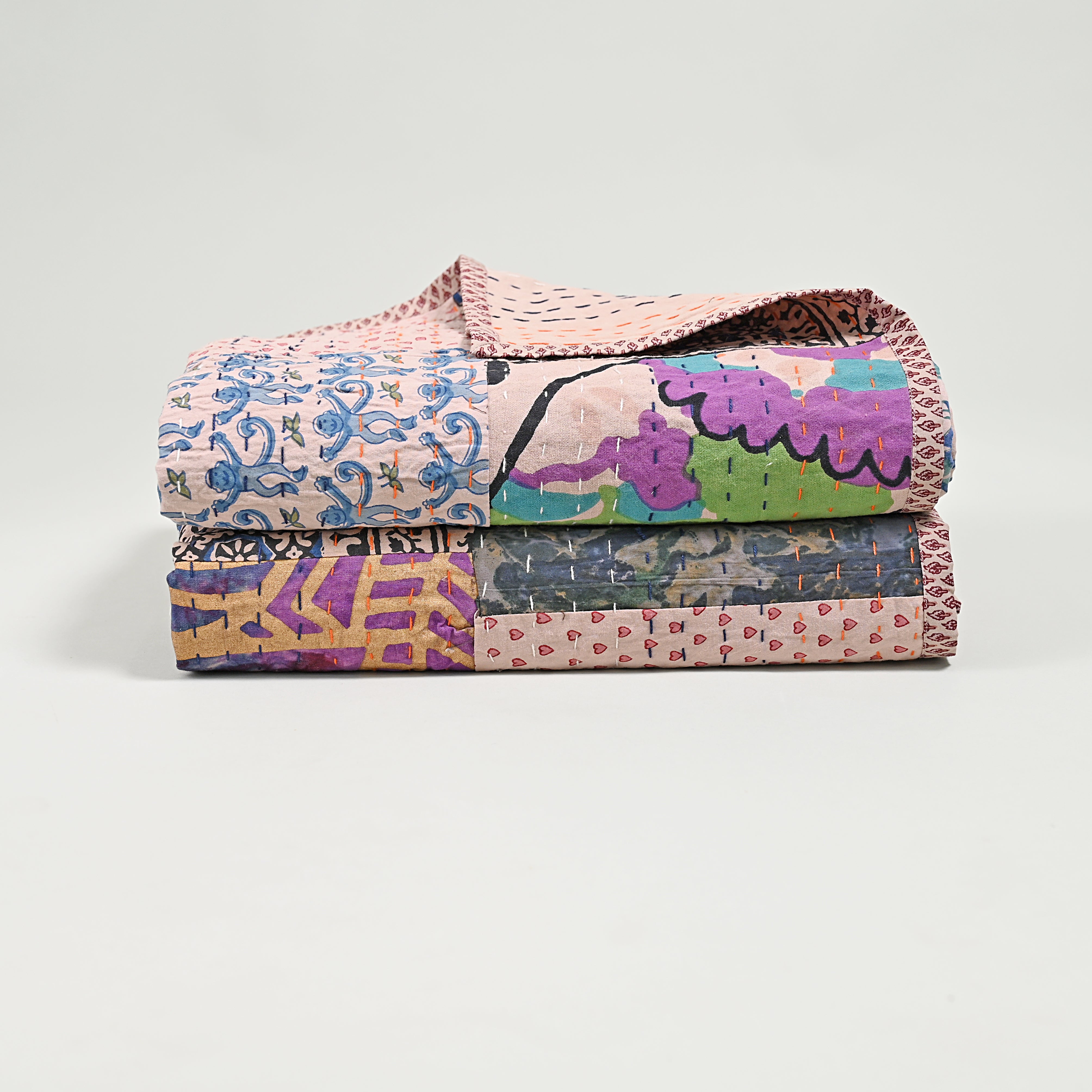 One of a kind Upcycled Applique Bed Cover