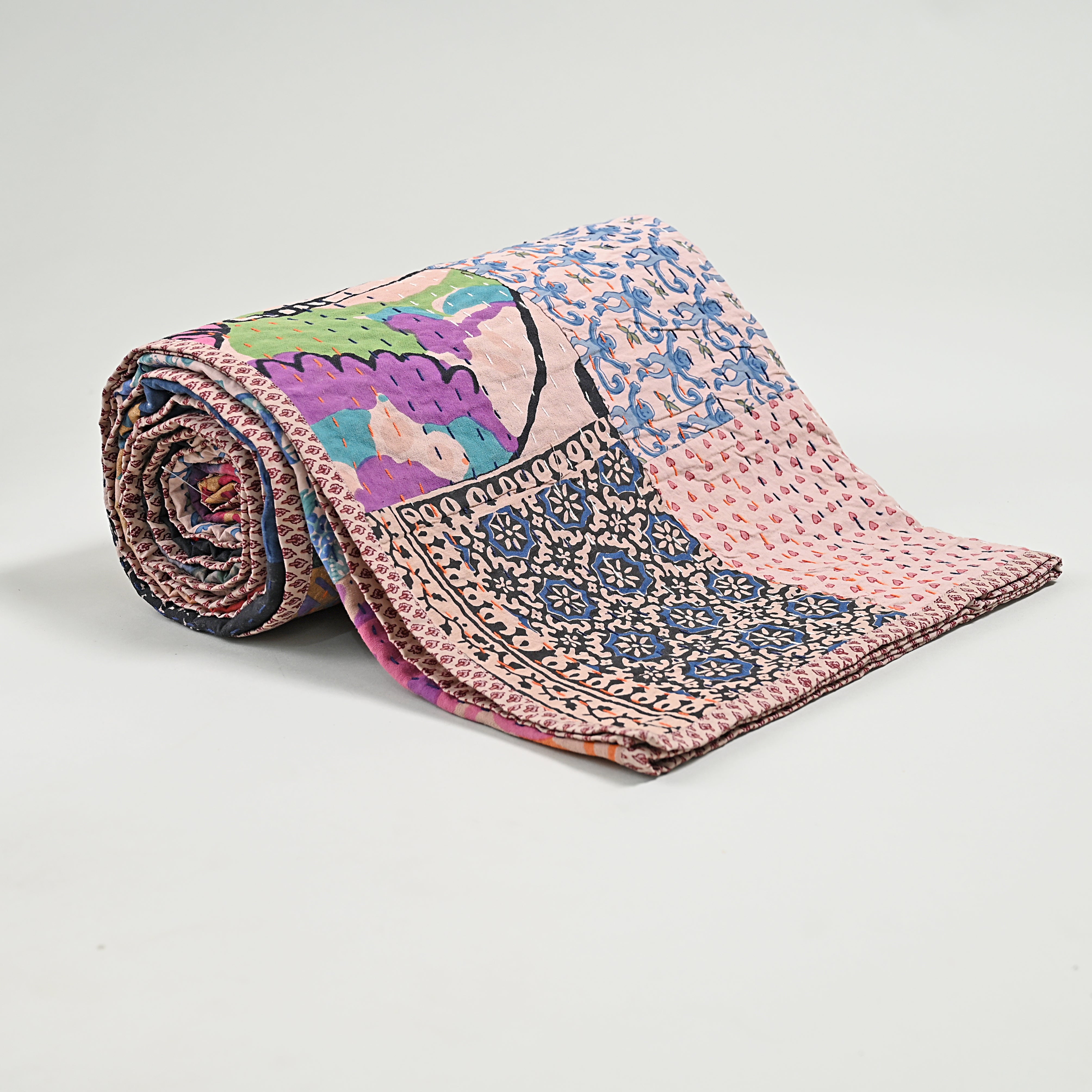 One of a kind Upcycled Applique Bed Cover