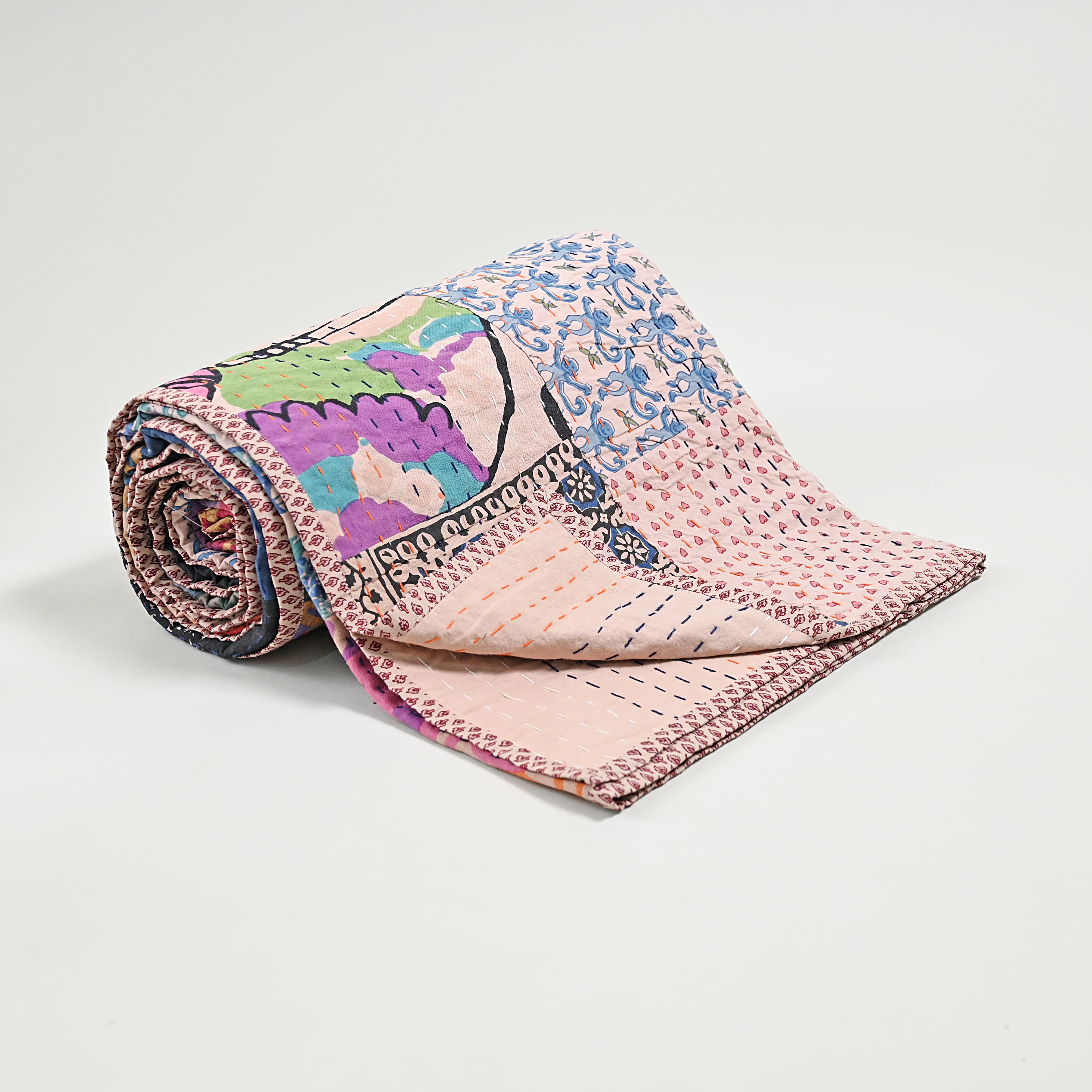 One of a kind Upcycled Applique Bed Cover