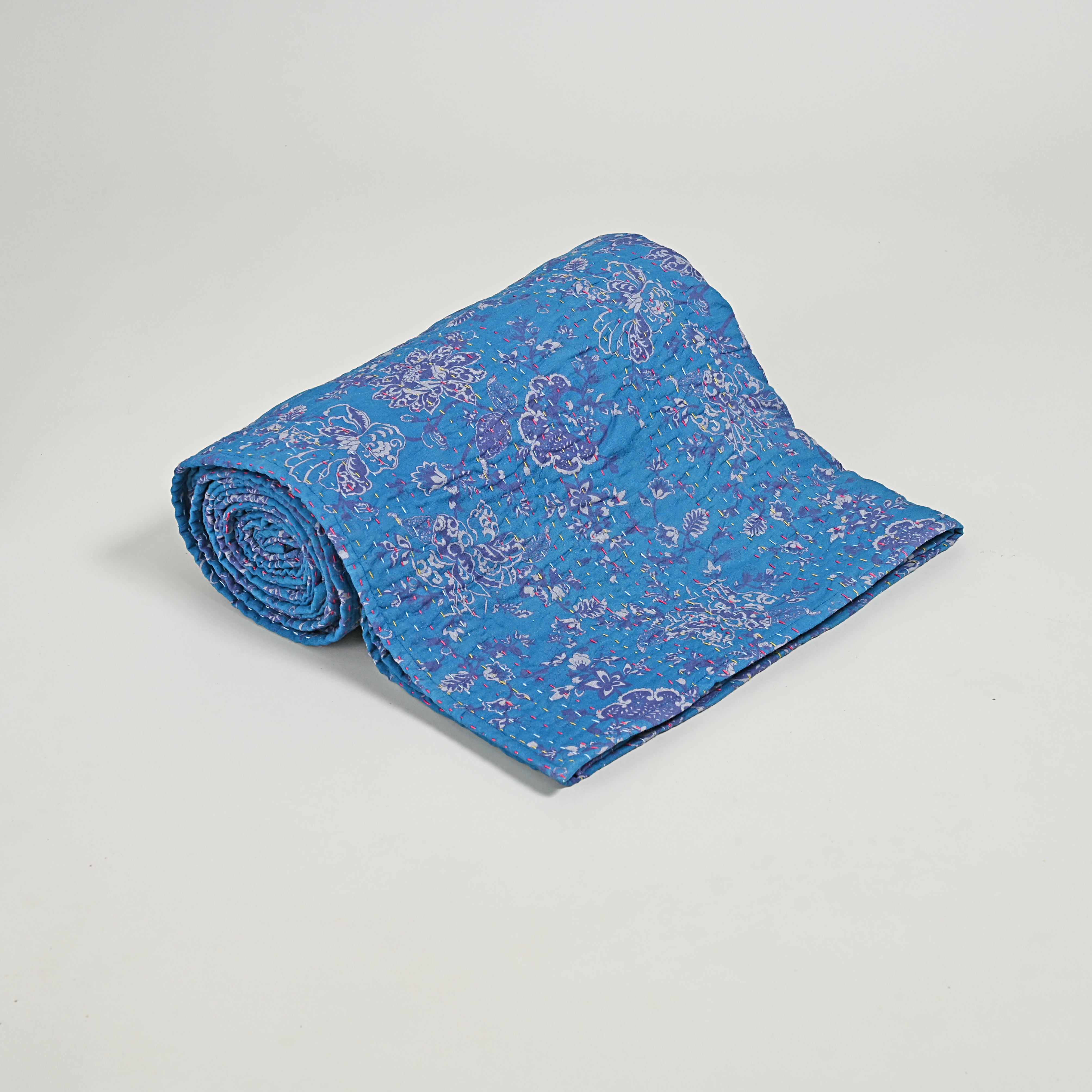 Marine Garden Hand Stitched Kantha Gudari/ Bed Cover