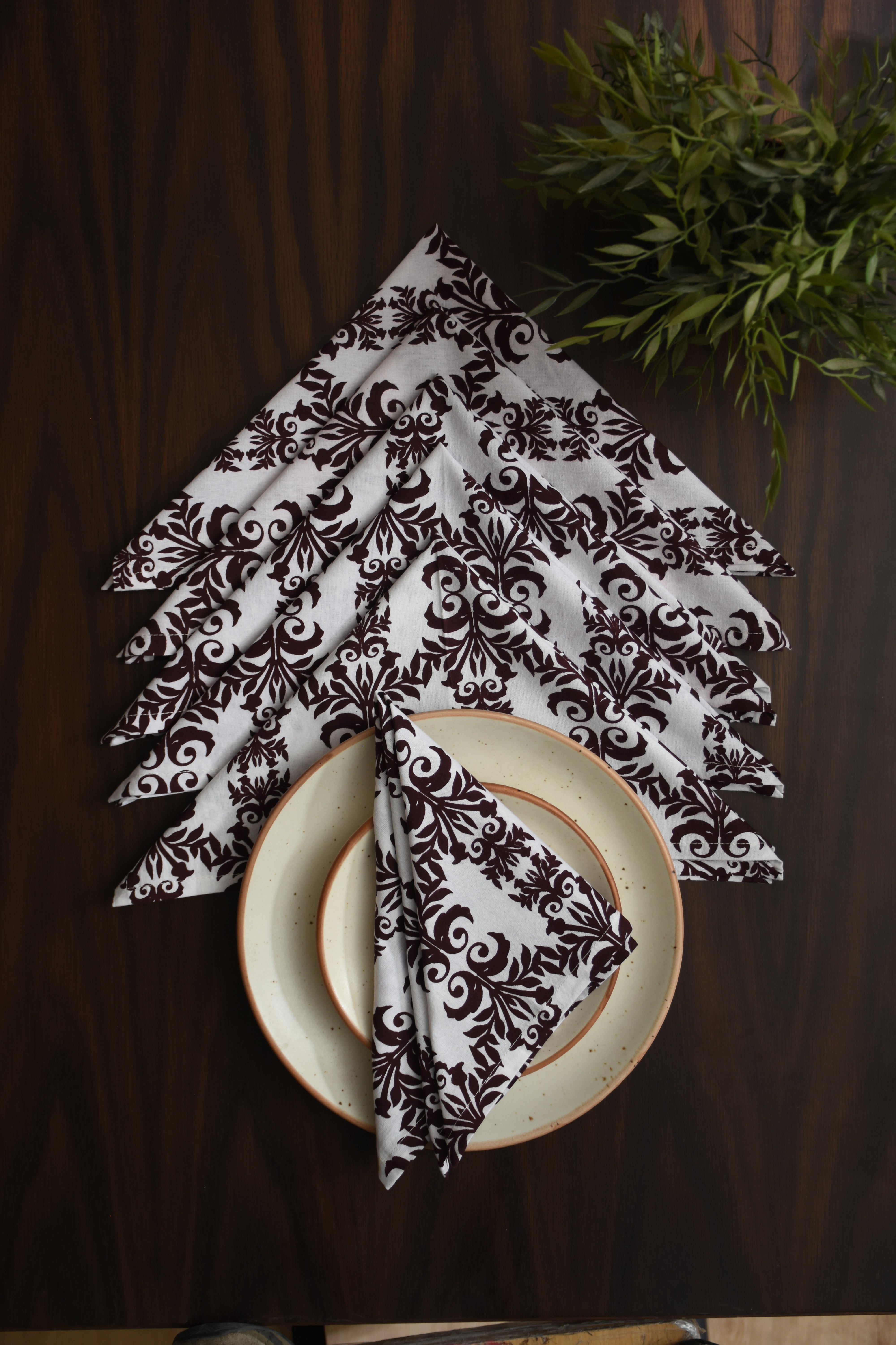 Indo Brocade Napkin 6 Pc Set (Magenta)