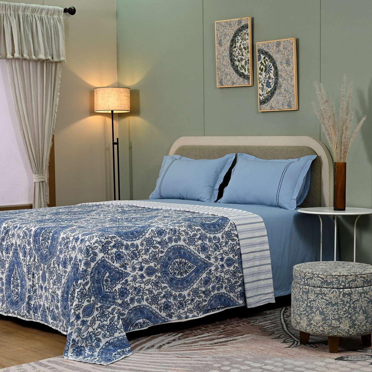 Damask Lightweight Cotton Dohar – Summer AC Blanket