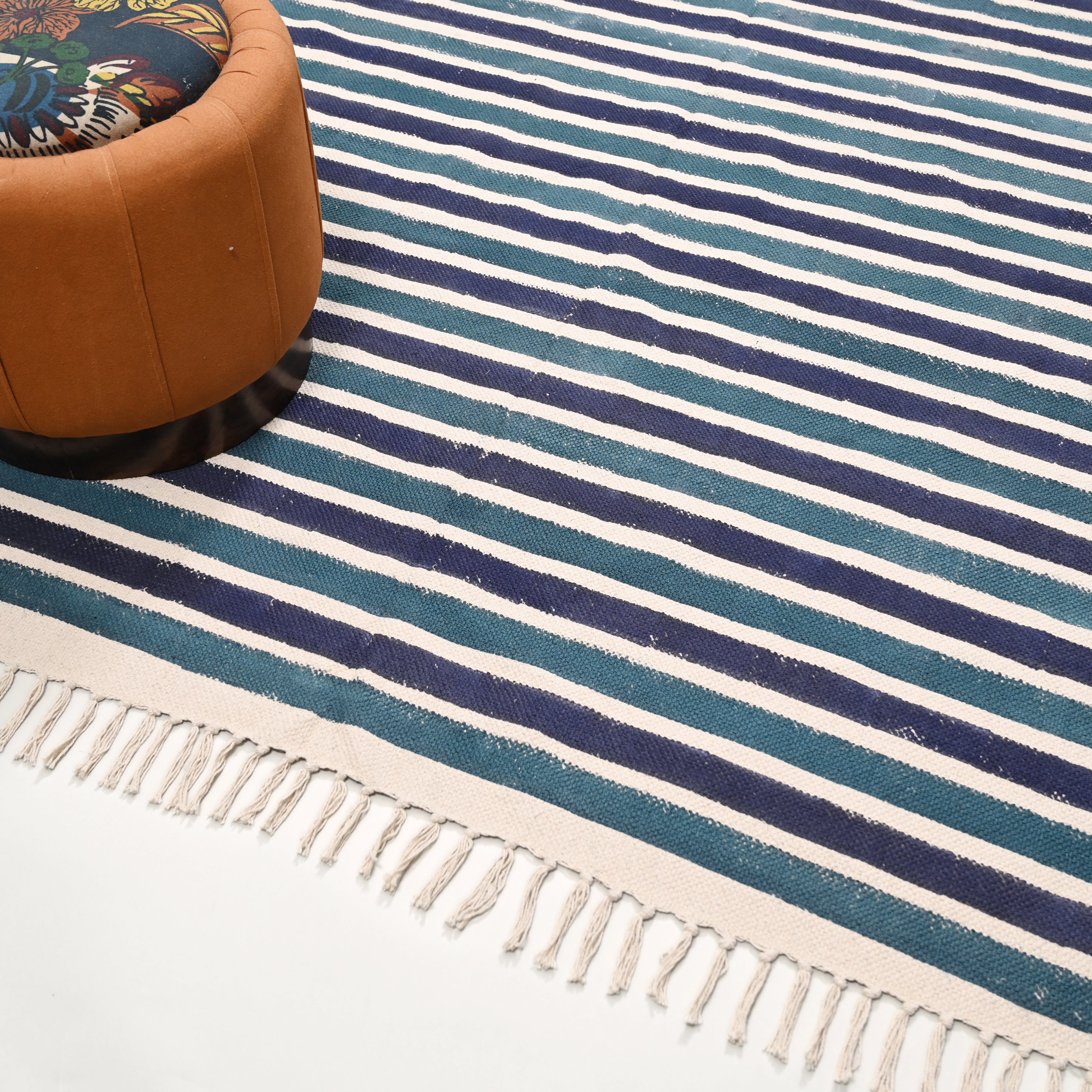 Stripe Block Printed Area Rug