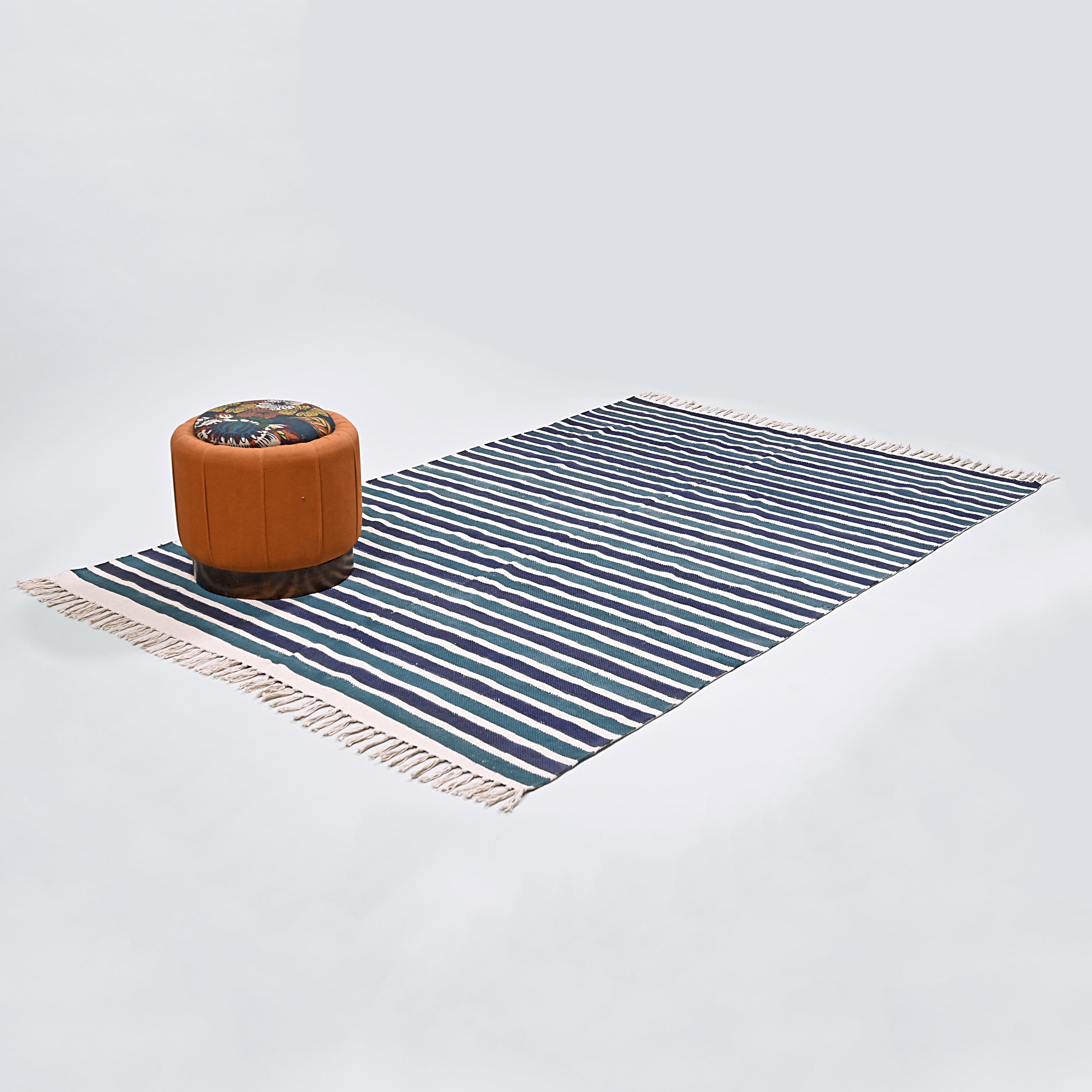 Stripe Block Printed Area Rug