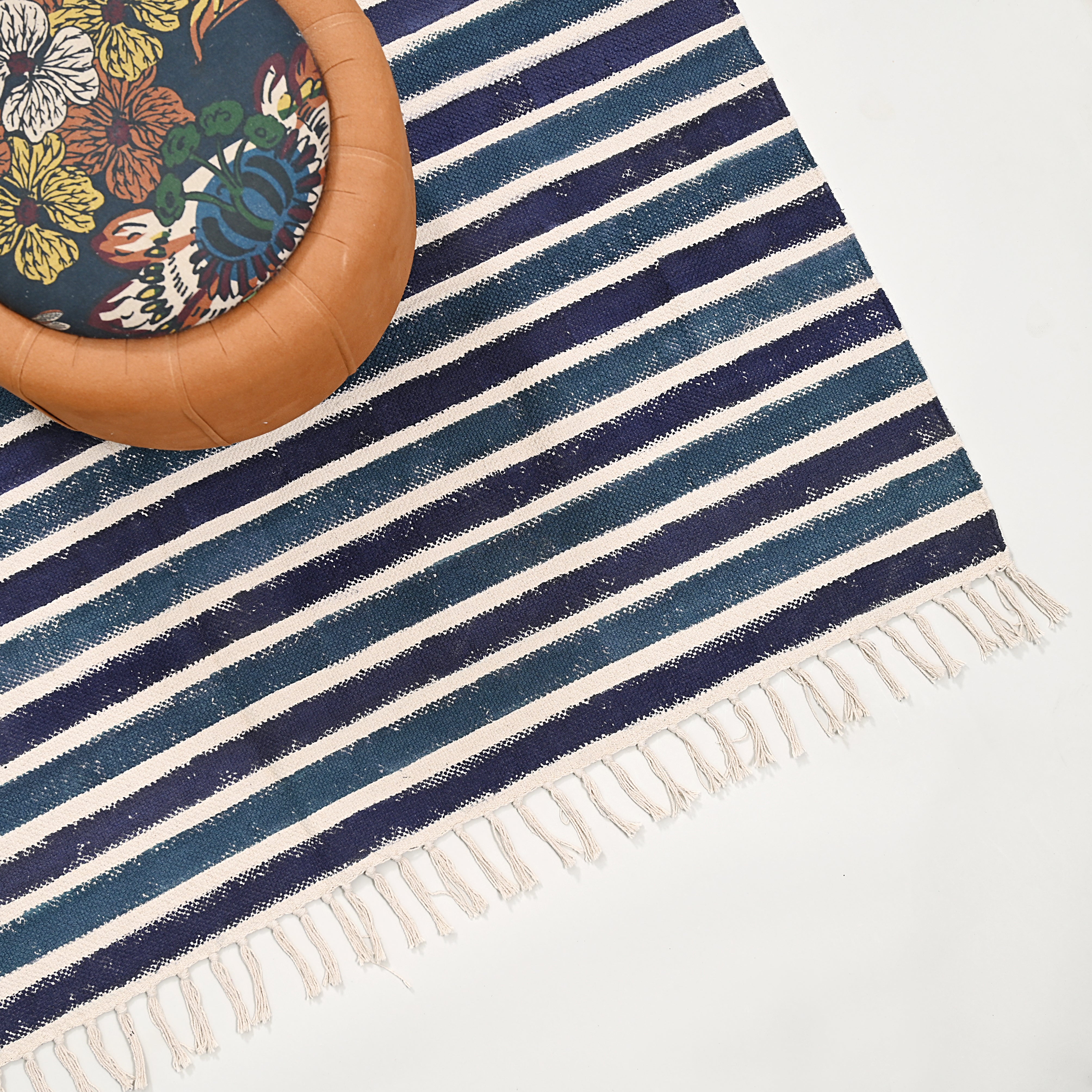 Stripe Block Printed Area Rug