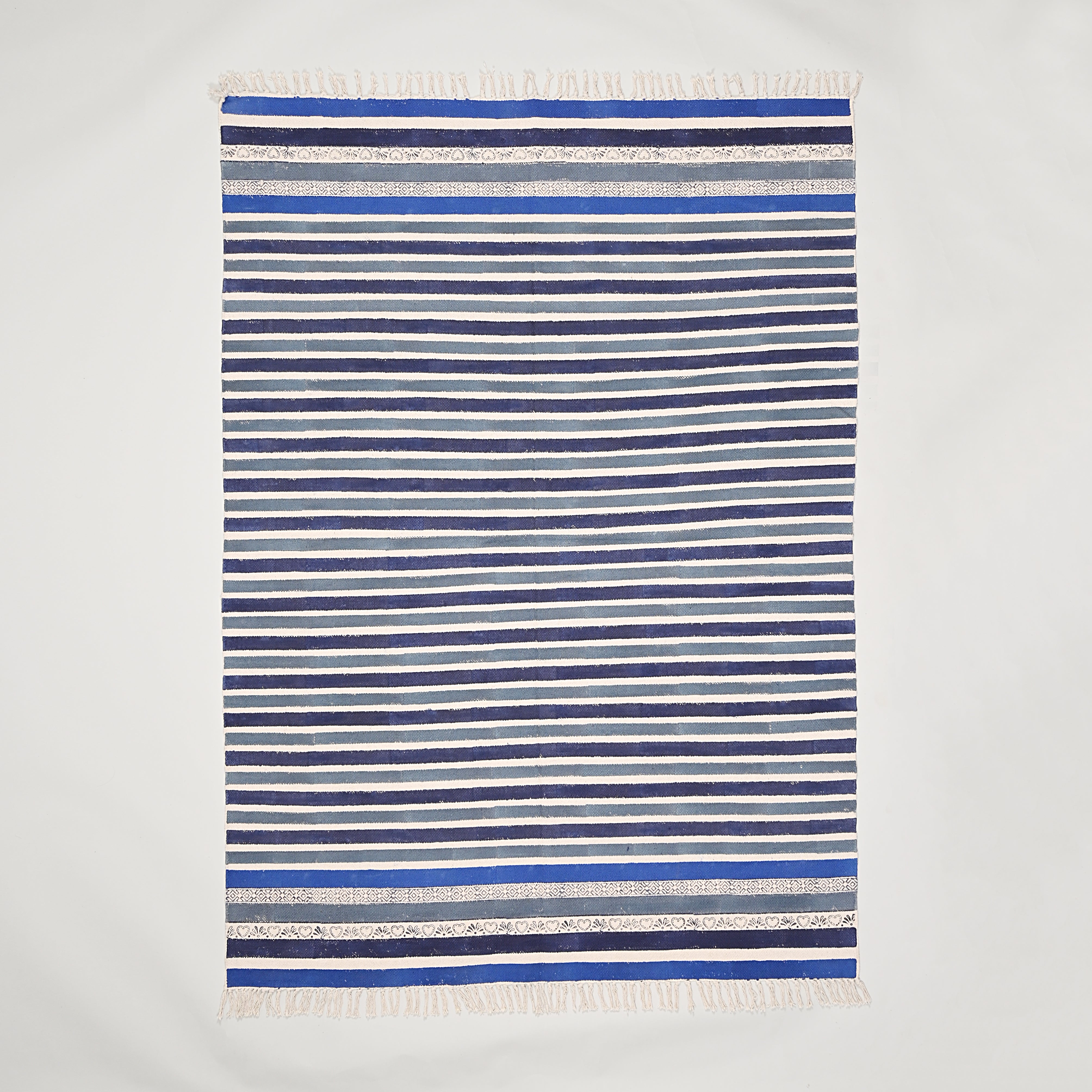 Bold Striped Block Printed Area Rug