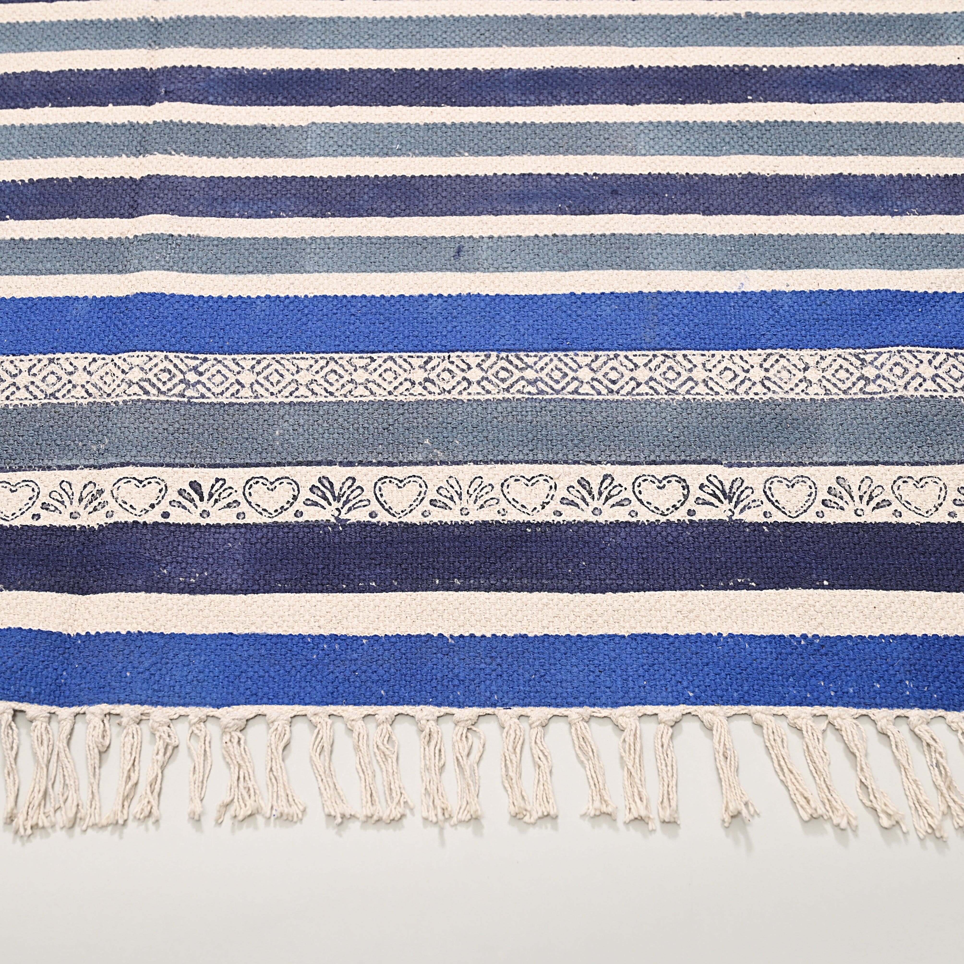 Bold Striped Block Printed Area Rug