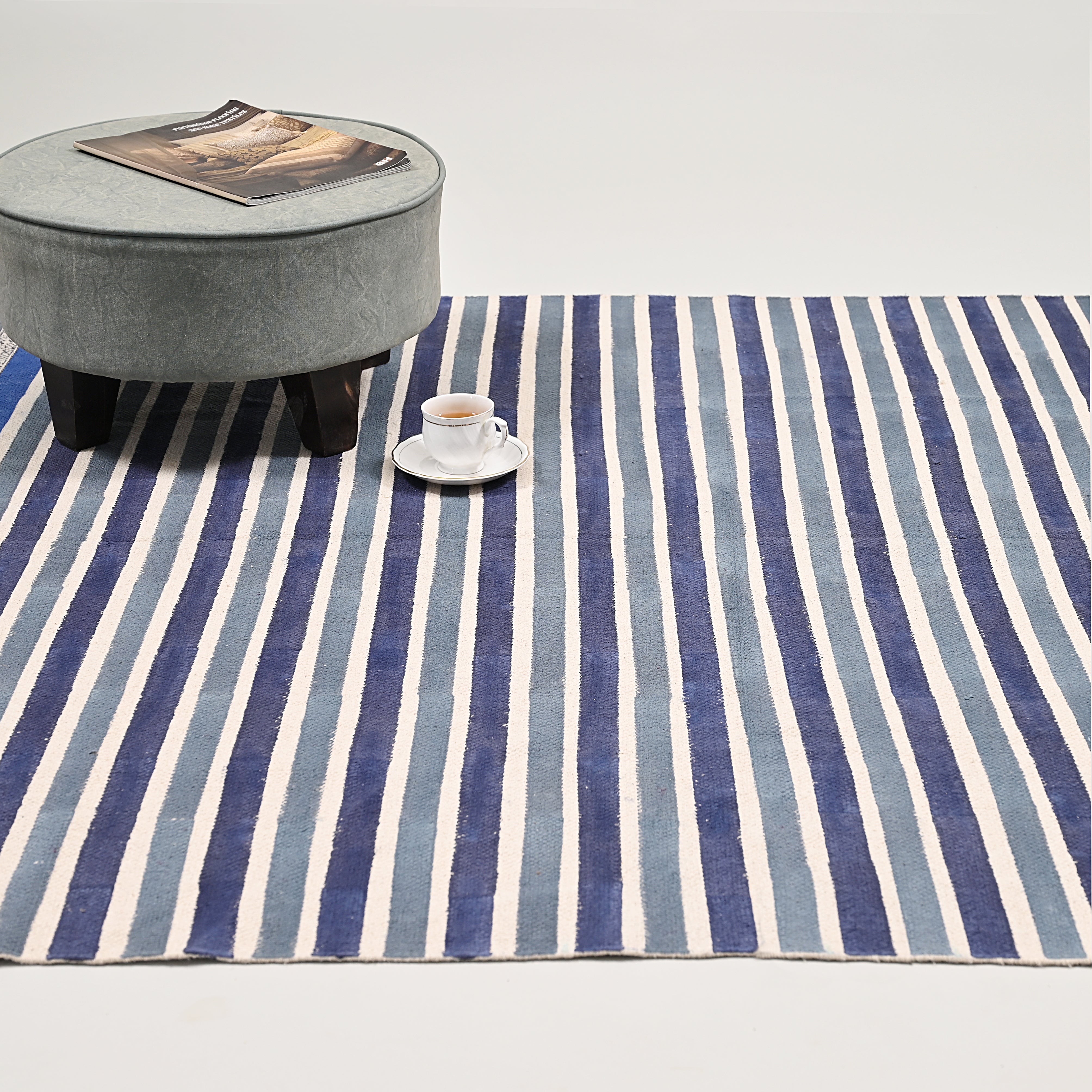Bold Striped Block Printed Area Rug