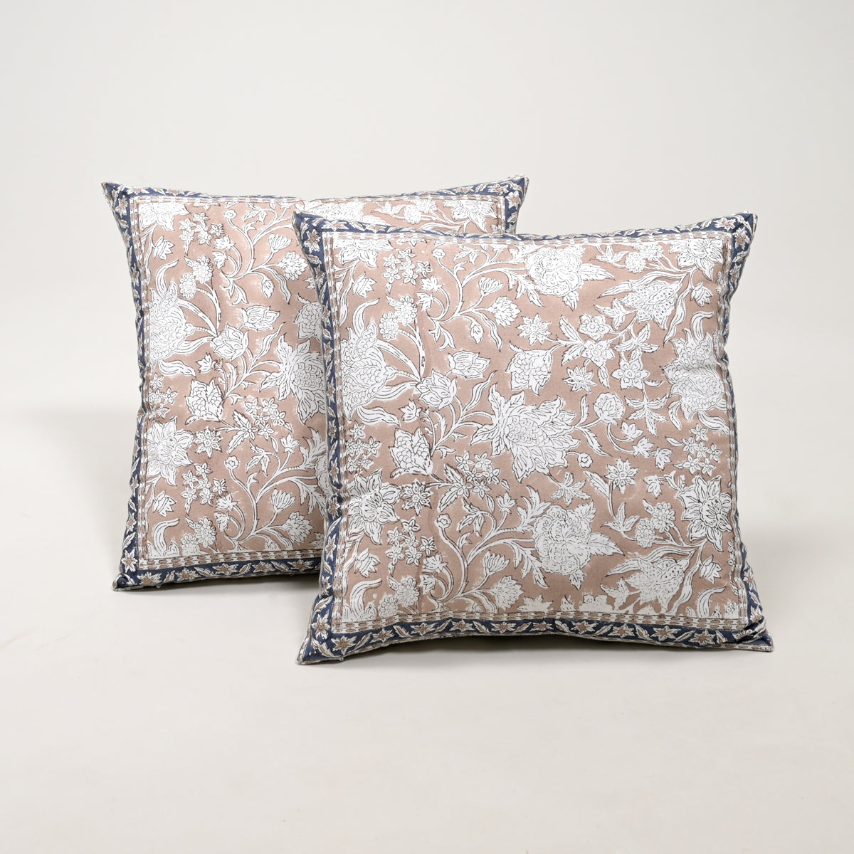 Florence Block Printed Cushion Cover, Set of 2