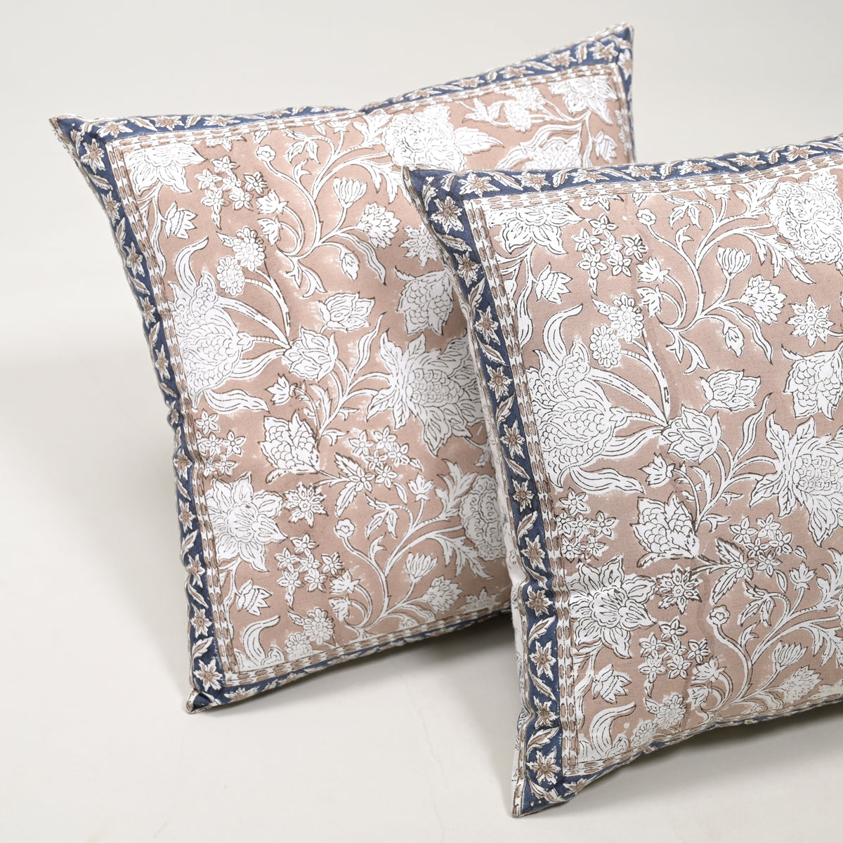 Florence Block Printed Cushion Cover, Set of 2