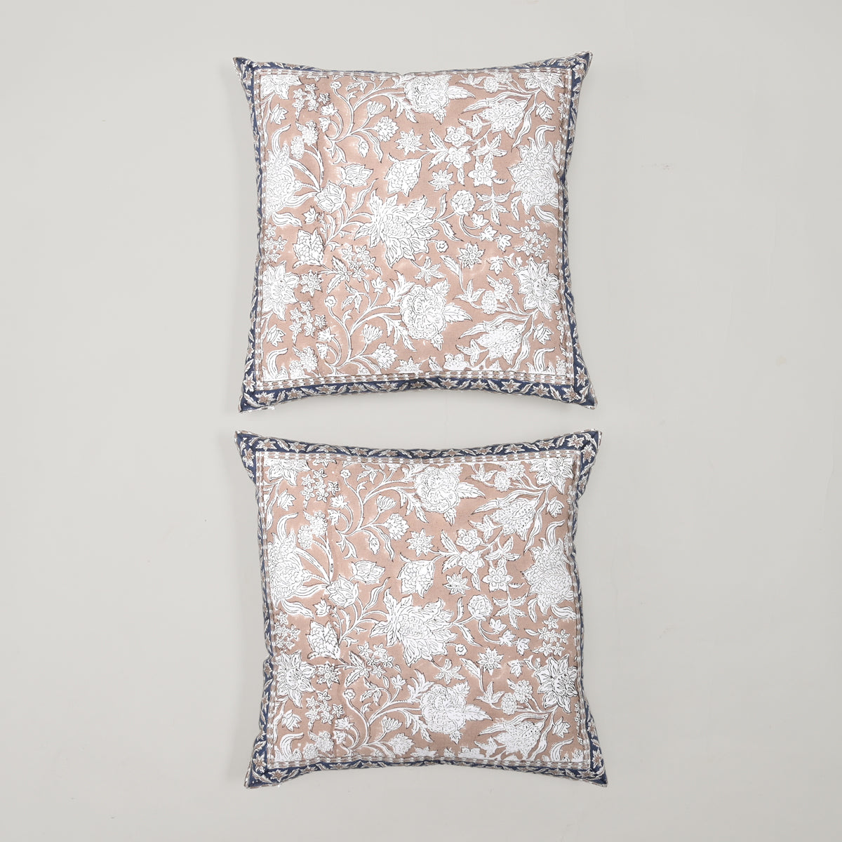 Florence Block Printed Cushion Cover, Set of 2