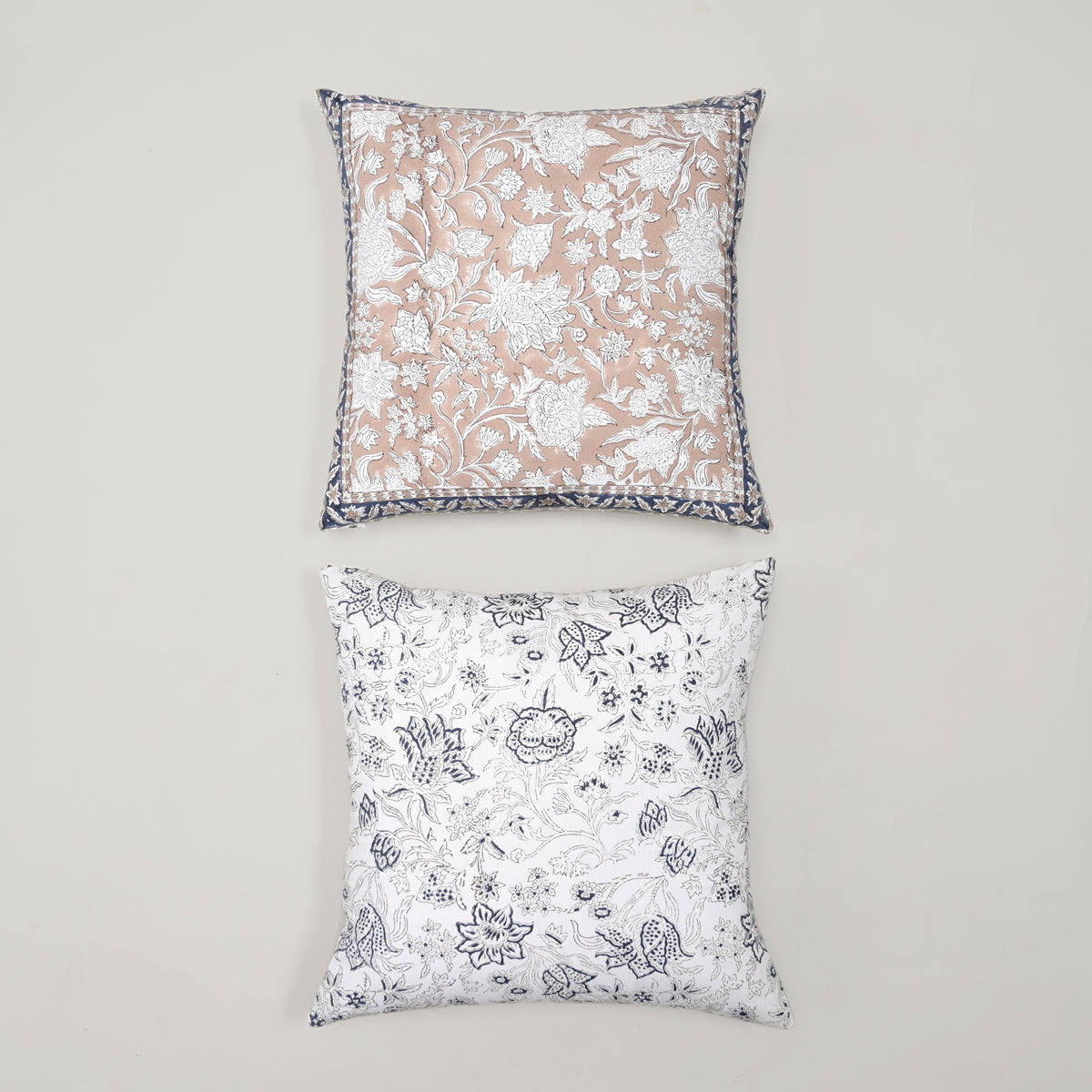 Florence Block Printed Cushion Cover, Set of 2