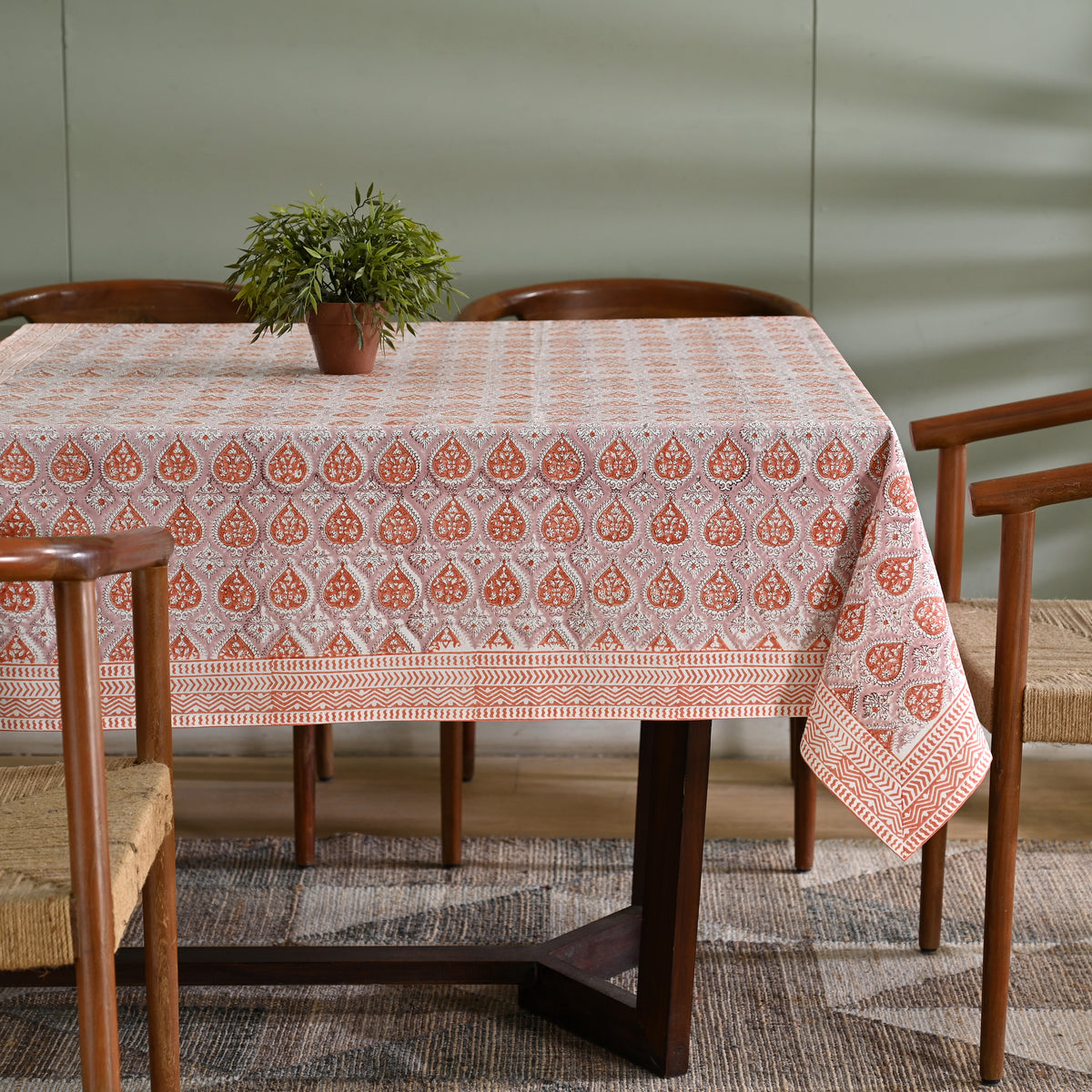 Gul Boota Peachy Coral Table Cover