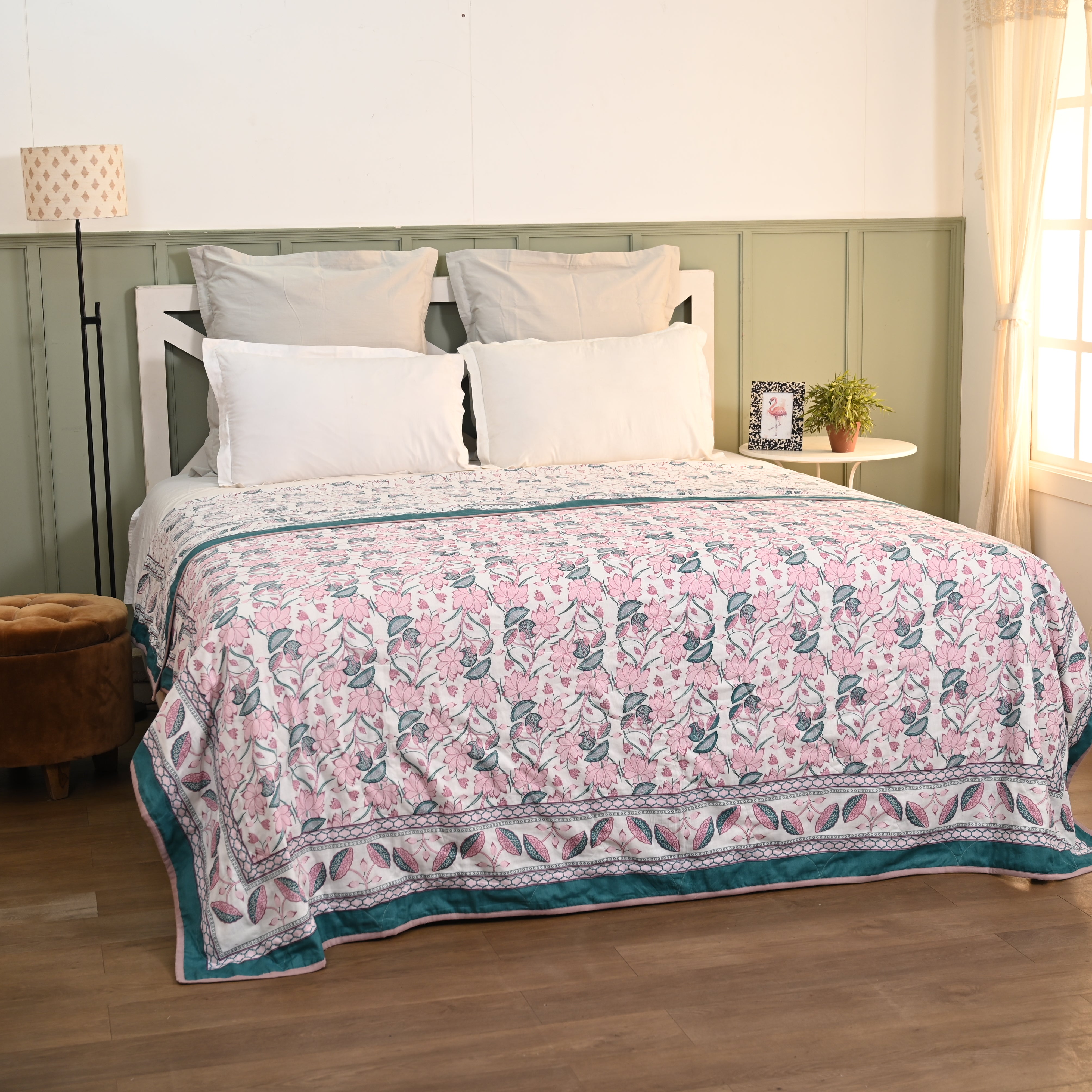 Lotus Garden Printed Lightweight Dohar