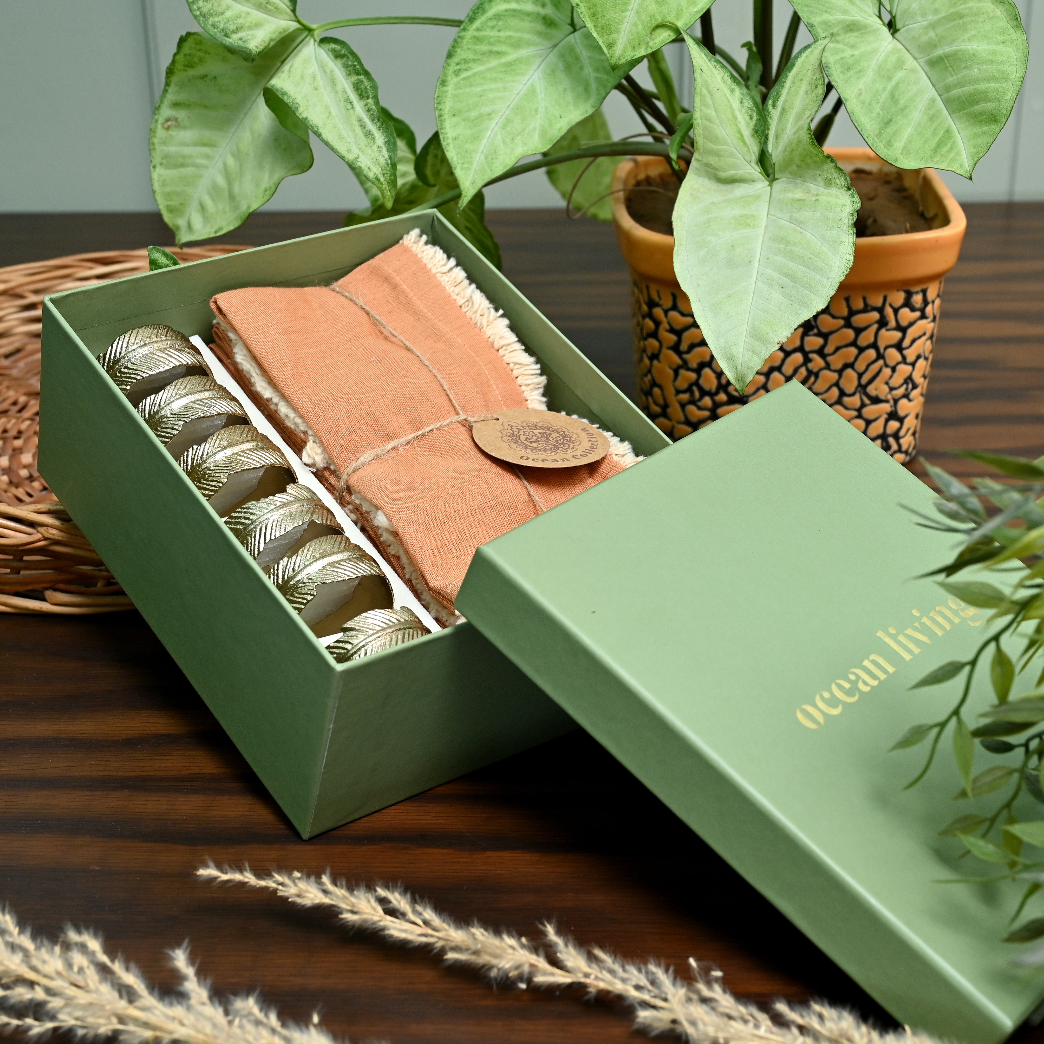 Linen Napkins with rings Gift Set